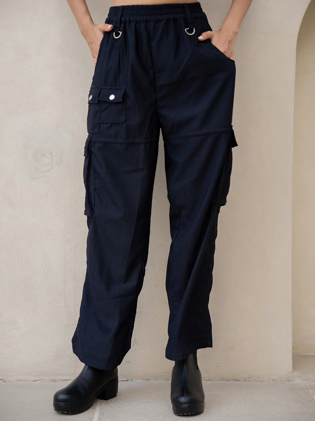 Corduroy Black Cargo Pants - Image 8