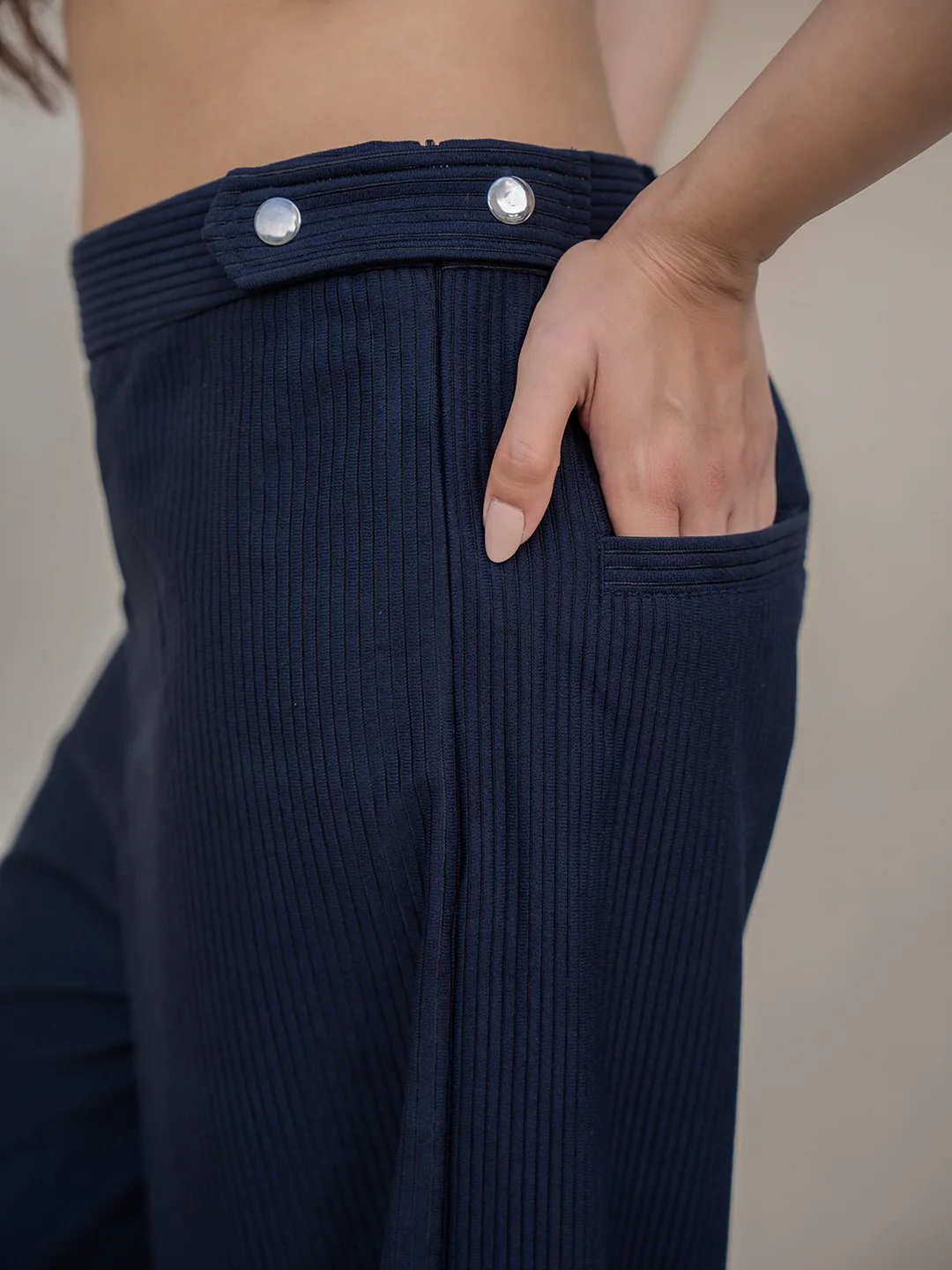 Corduroy Black High Waist Pants - Image 3