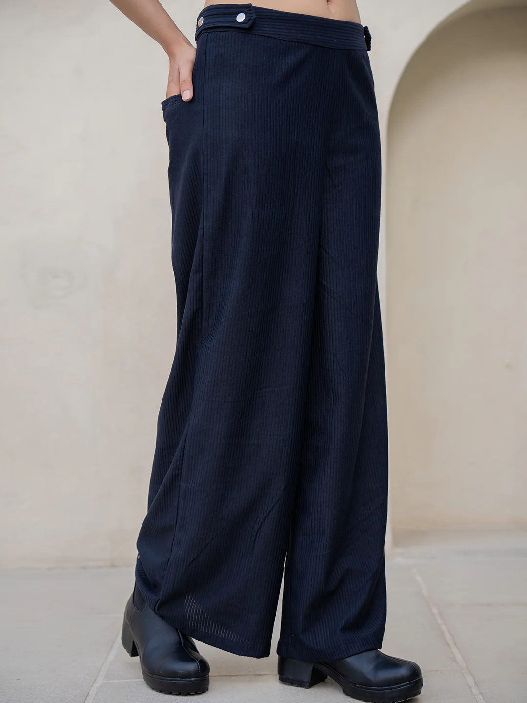 Corduroy Black High Waist Pants - Image 5