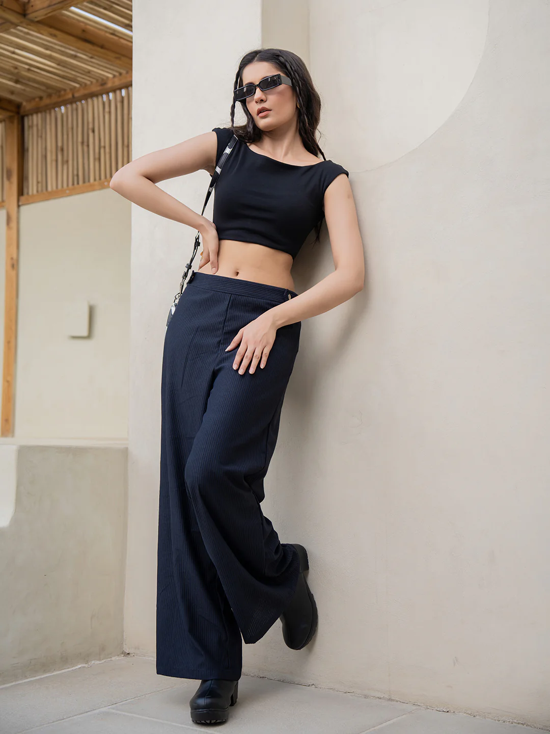 Corduroy Black High Waist Pants - Image 9