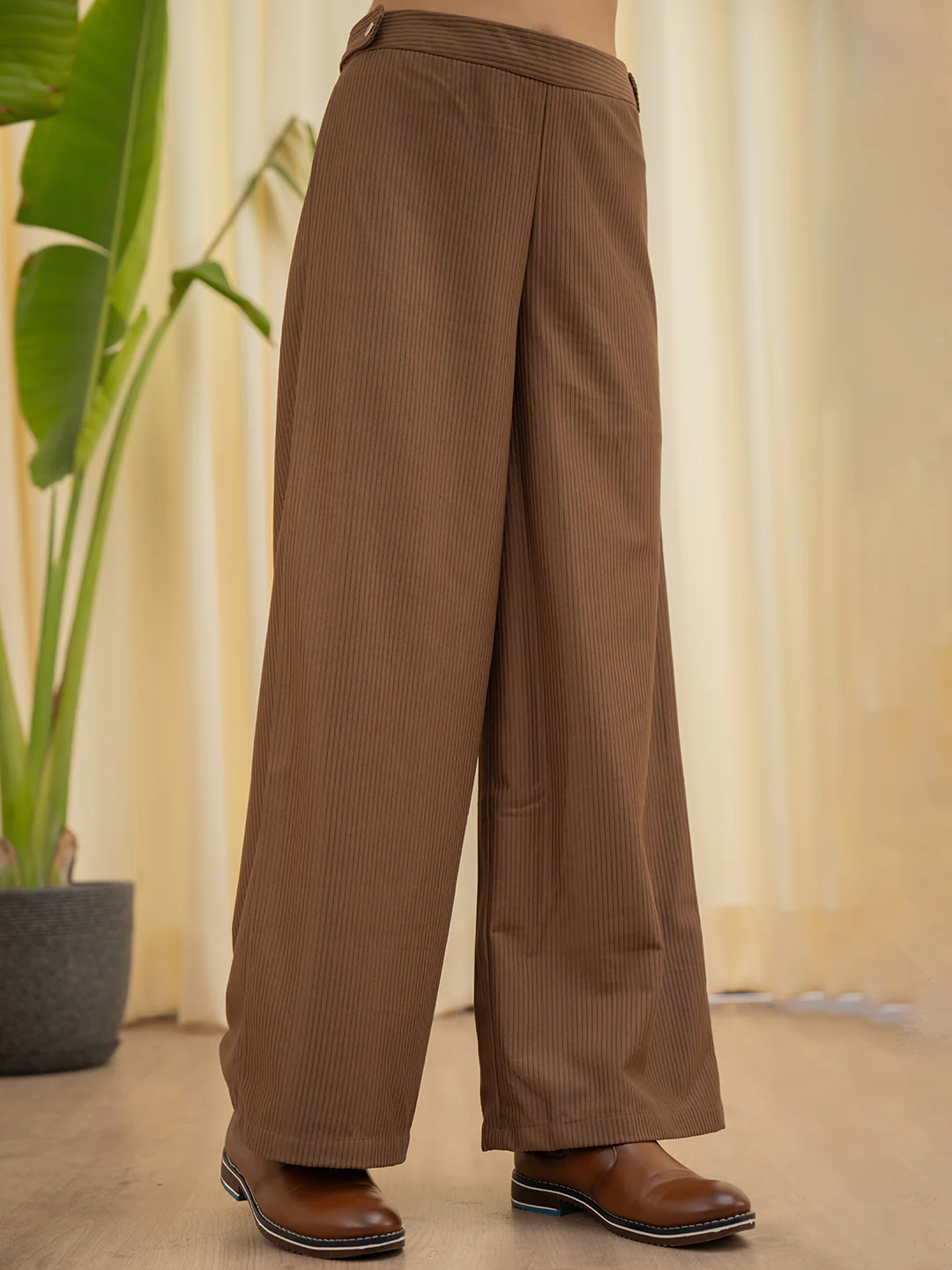 Corduroy Brown High Waist Pants - Image 10