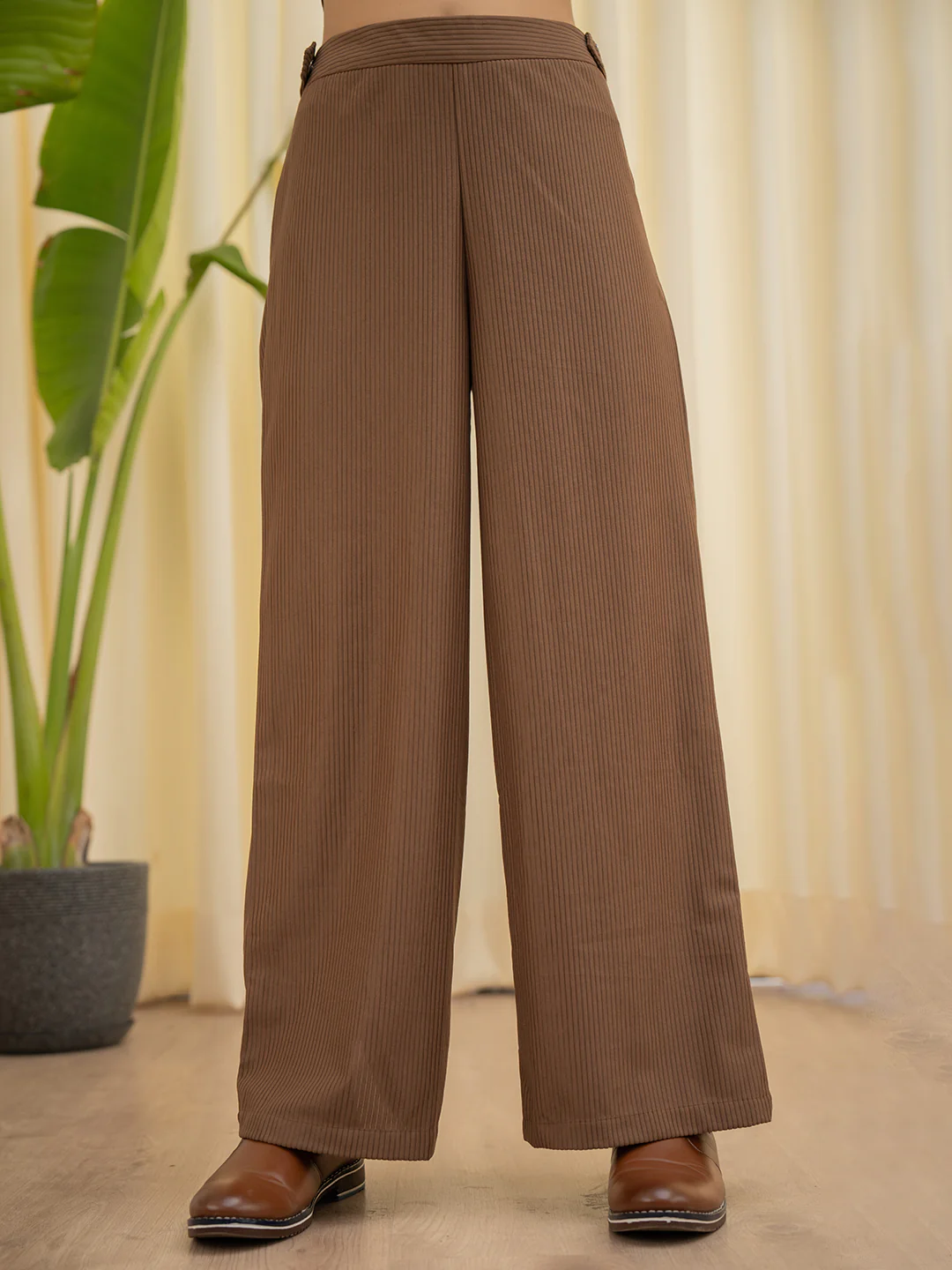 Corduroy Brown High Waist Pants - Image 11