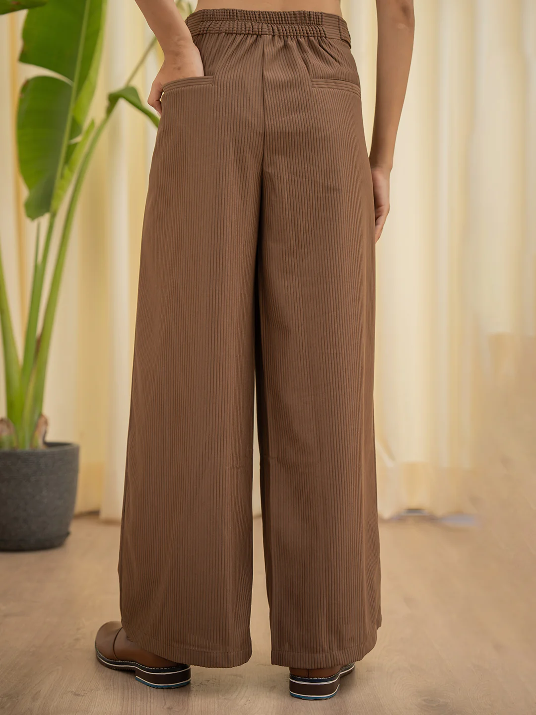 Corduroy Brown High Waist Pants - Image 3