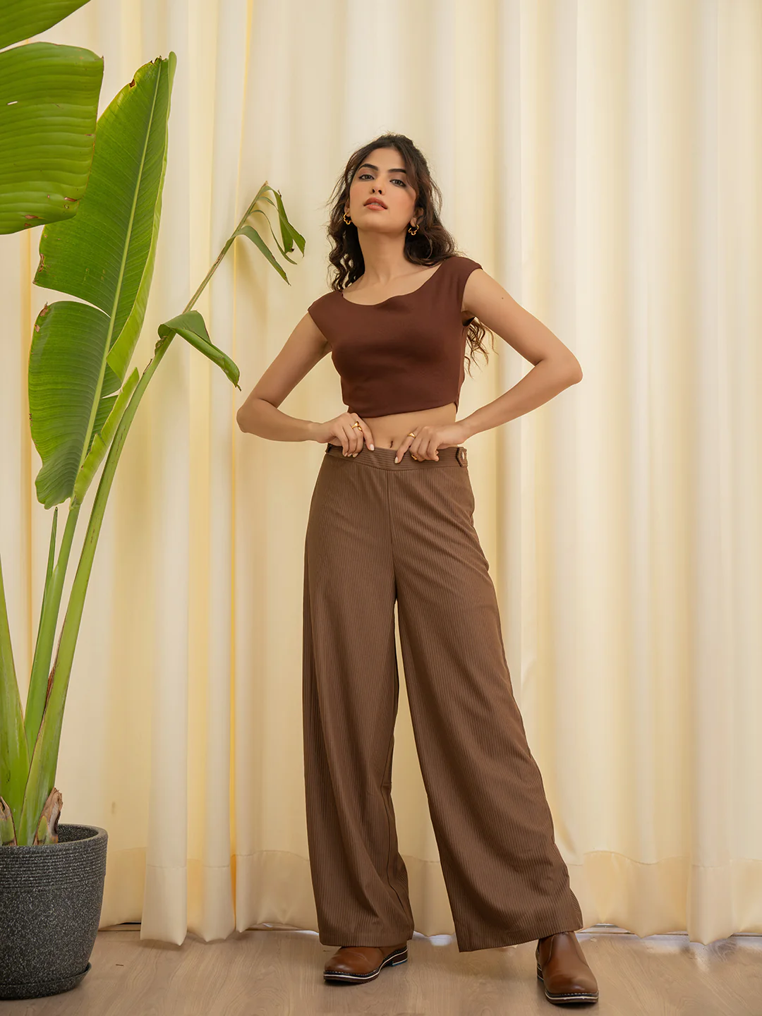 Corduroy Brown High Waist Pants - Image 5