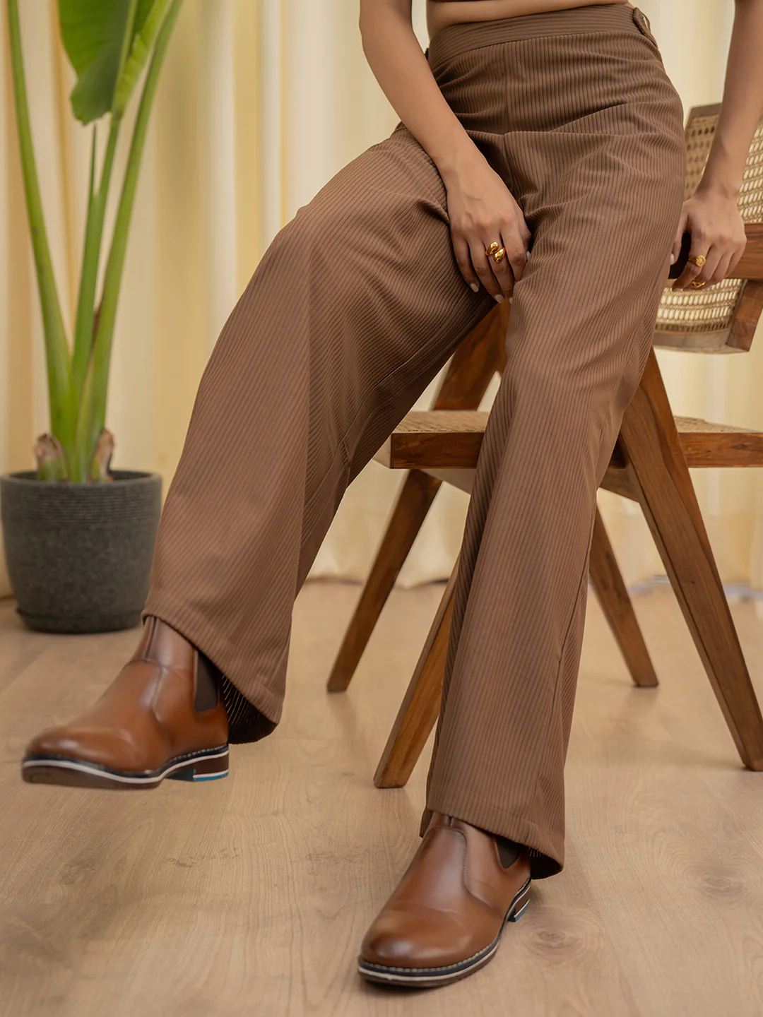 Corduroy Brown High Waist Pants - Image 6