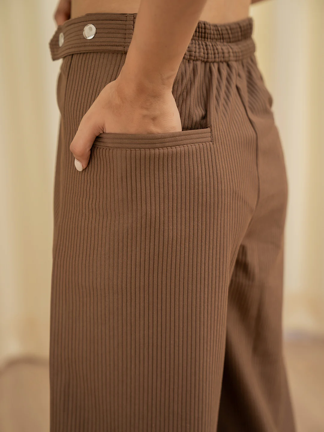 Corduroy Brown High Waist Pants - Image 9