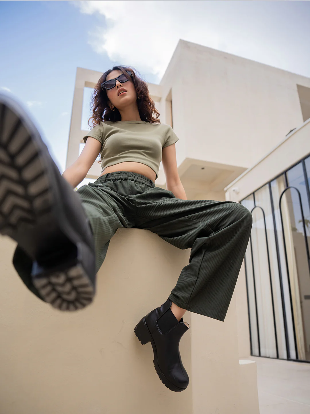 Corduroy Dark Green Cargo Pants - Image 10