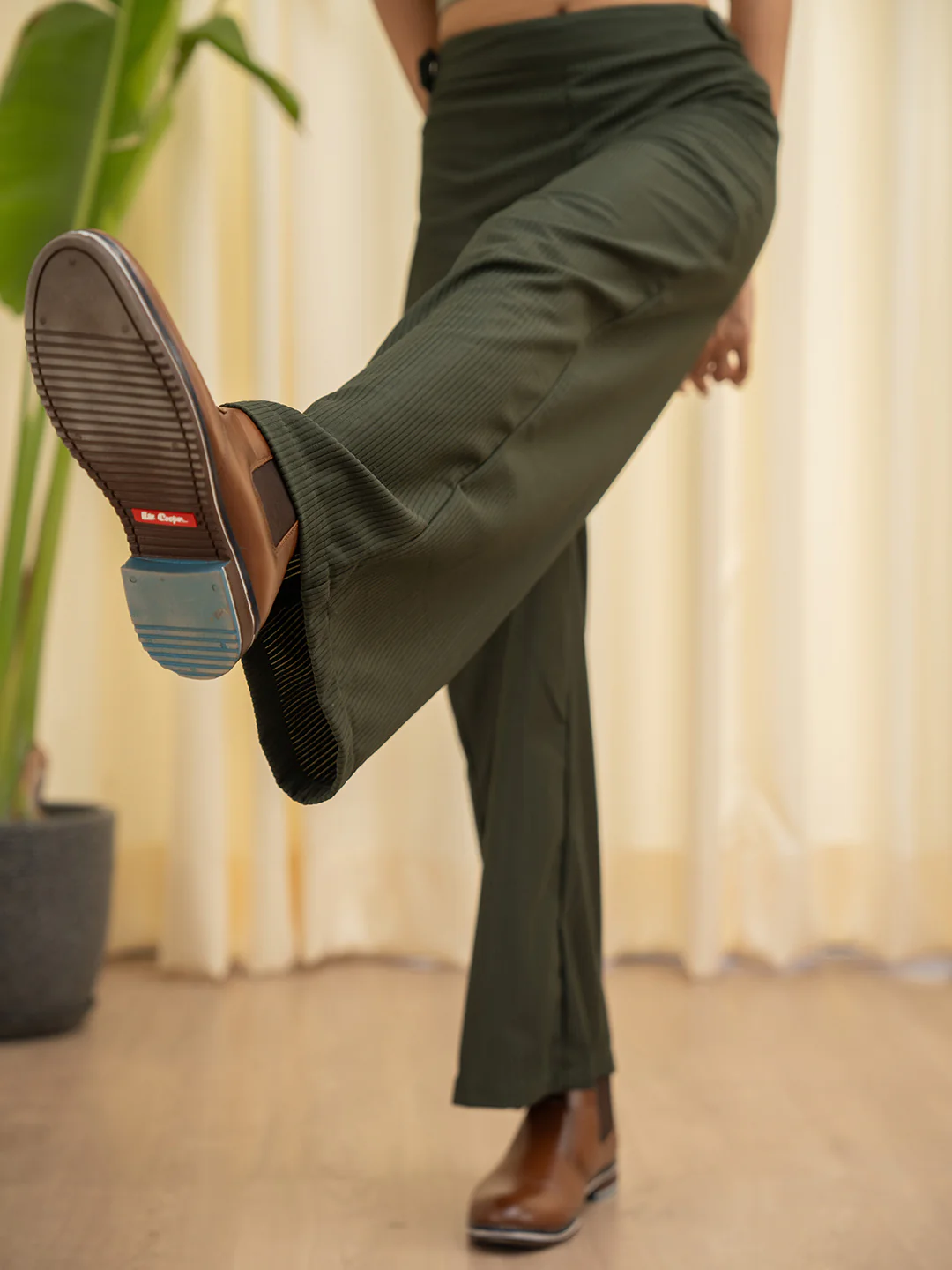 Corduroy Dark Green High Waist Pants - Image 9