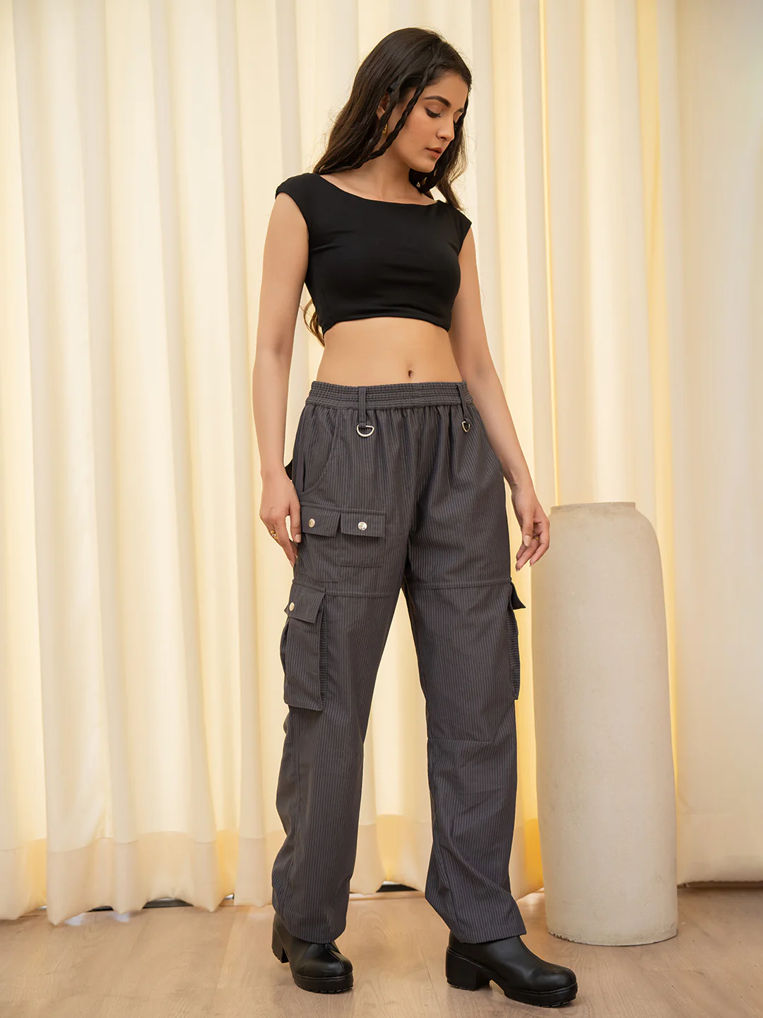 Corduroy Glacier Grey Cargo Pants - Image 14