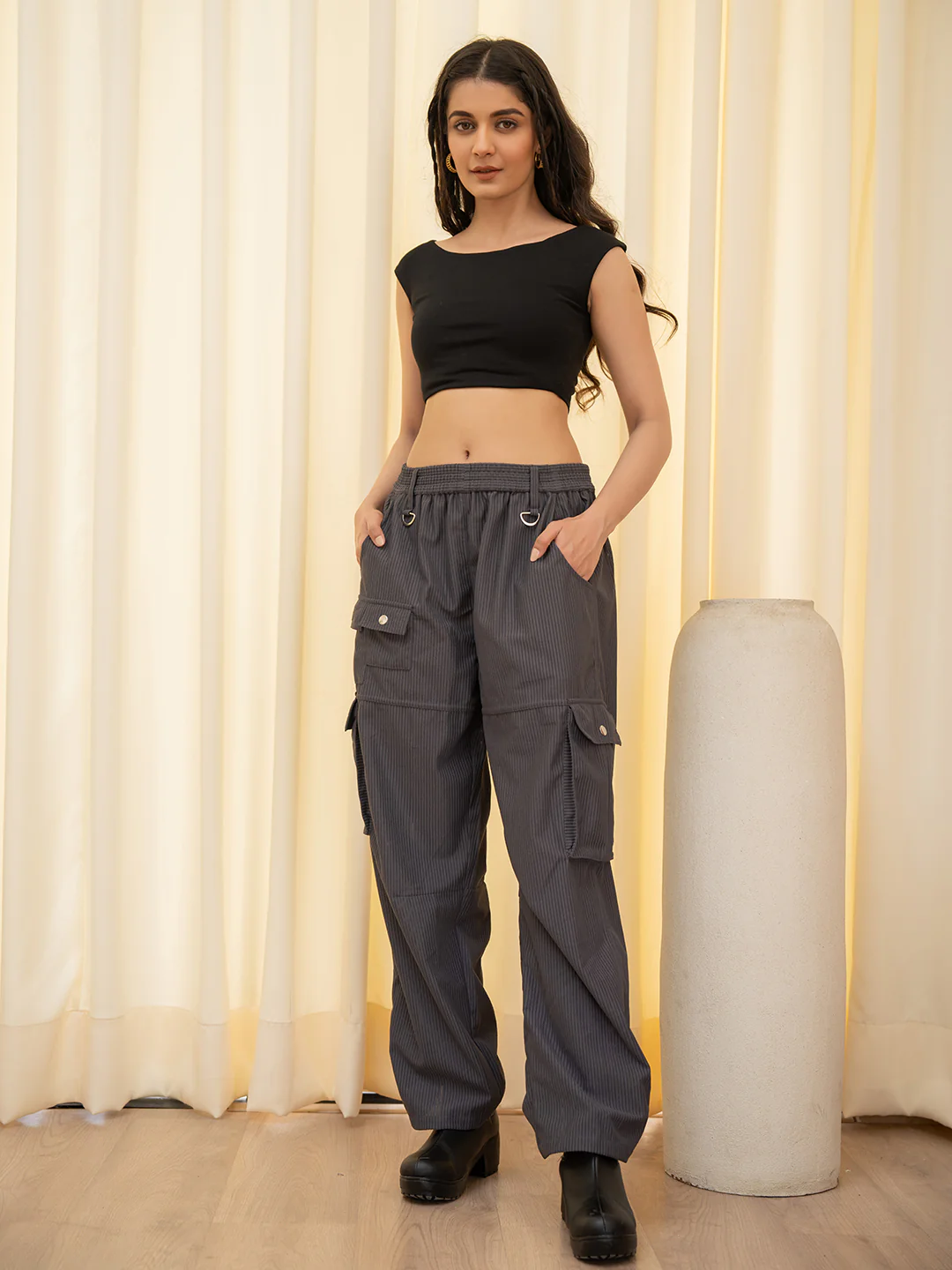 Corduroy Glacier Grey Cargo Pants - Image 16