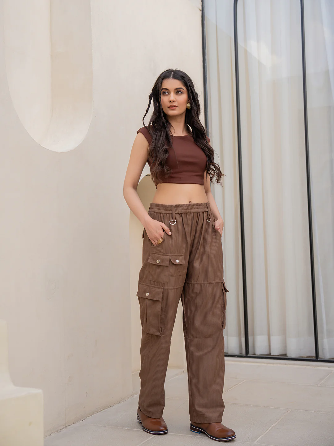 Corduroy Mocha Brown Cargo Pants - Image 10