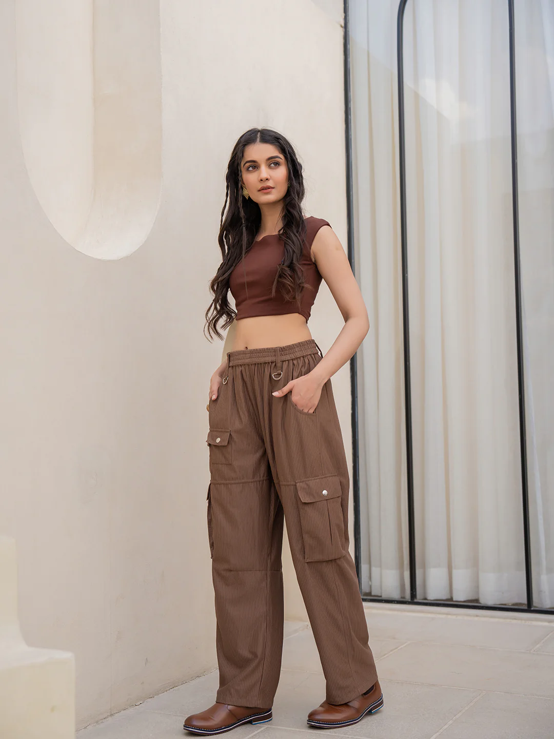 Corduroy Mocha Brown Cargo Pants - Image 11