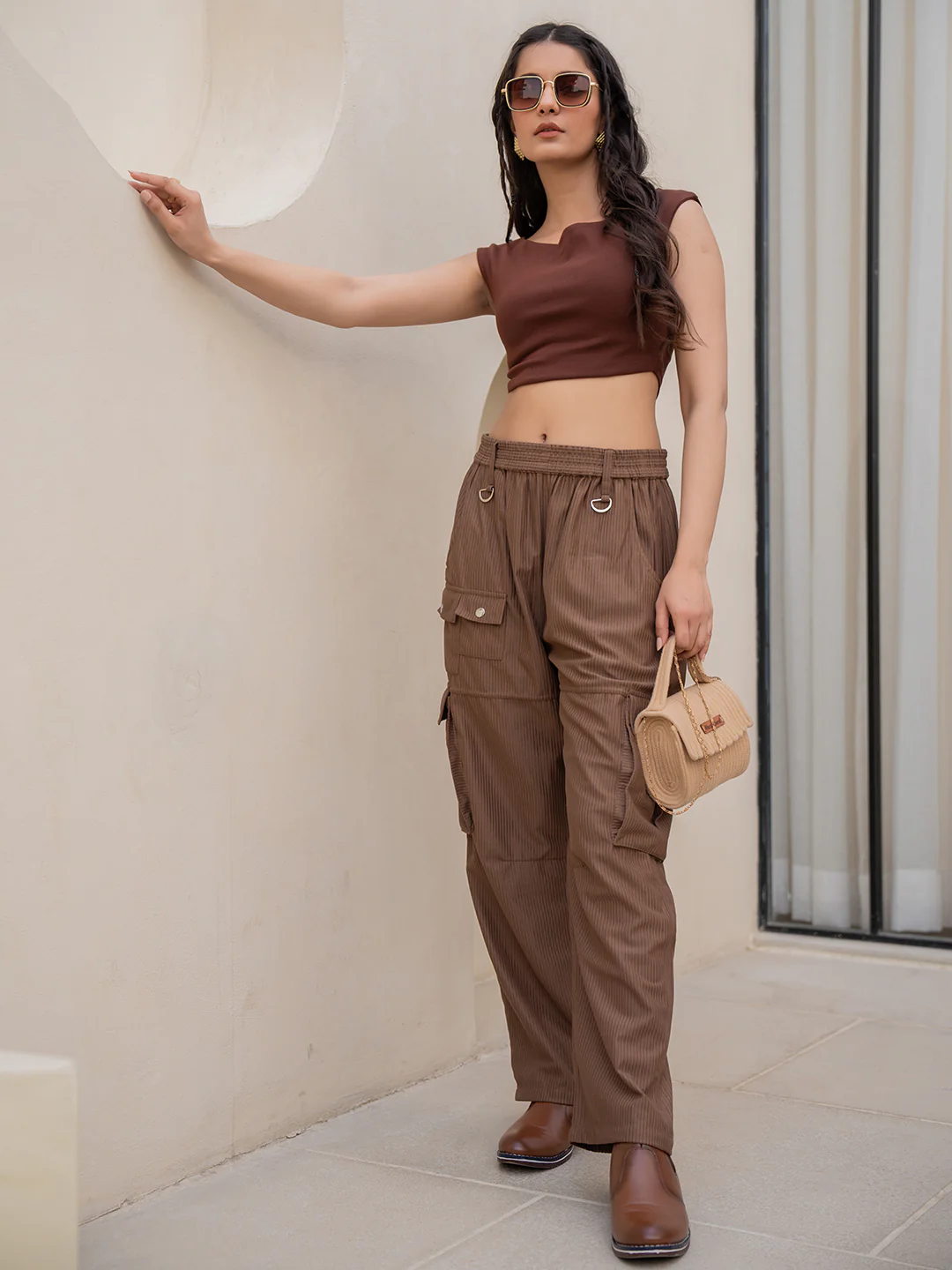 Corduroy Mocha Brown Cargo Pants - Image 4