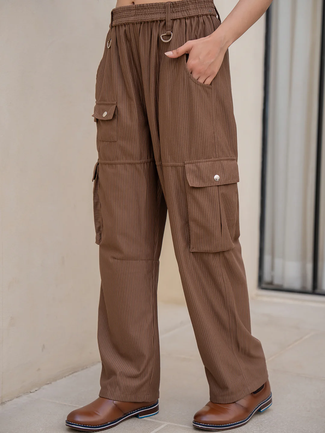 Corduroy Mocha Brown Cargo Pants - Image 8