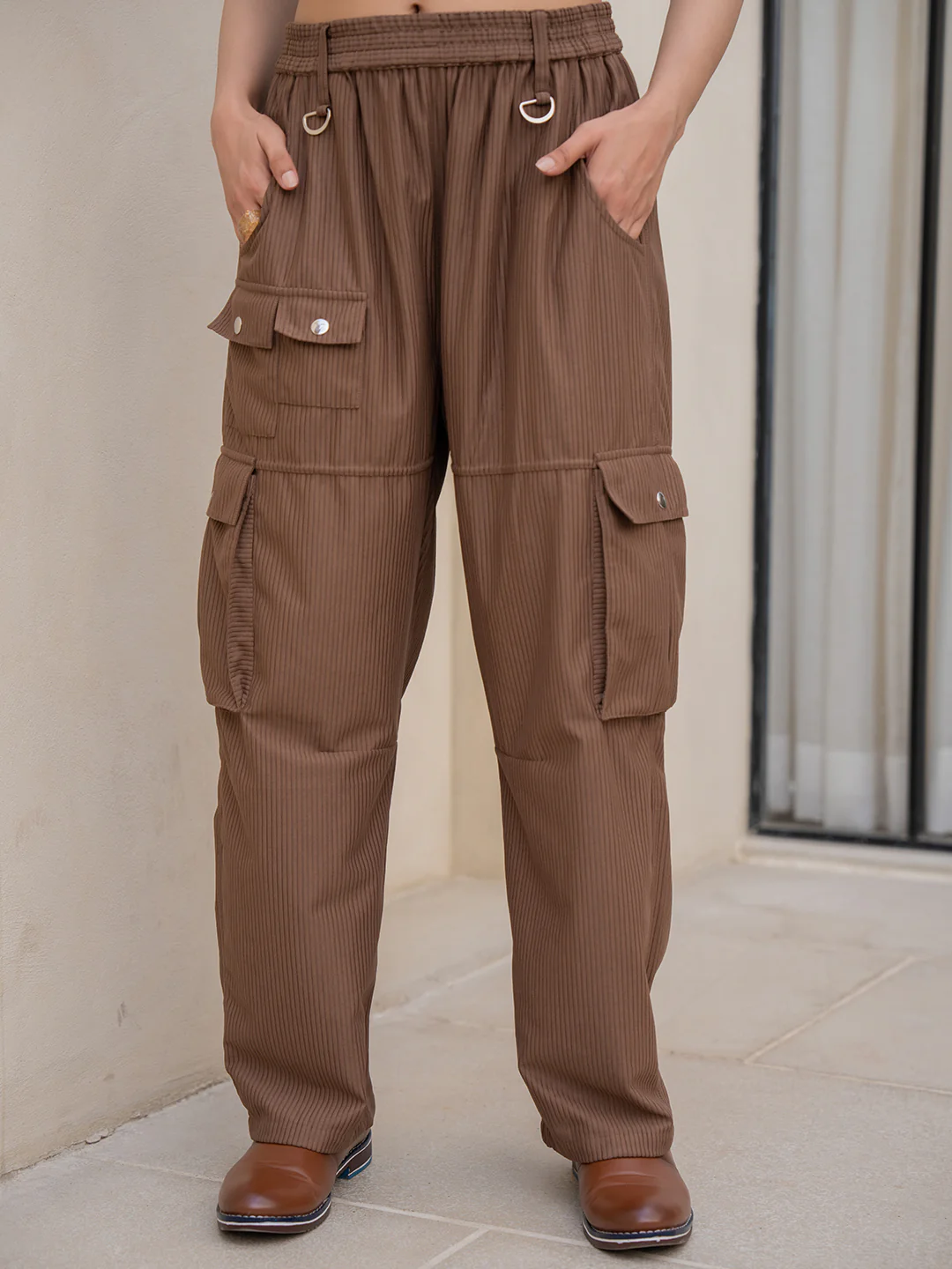 Corduroy Mocha Brown Cargo Pants - Image 9