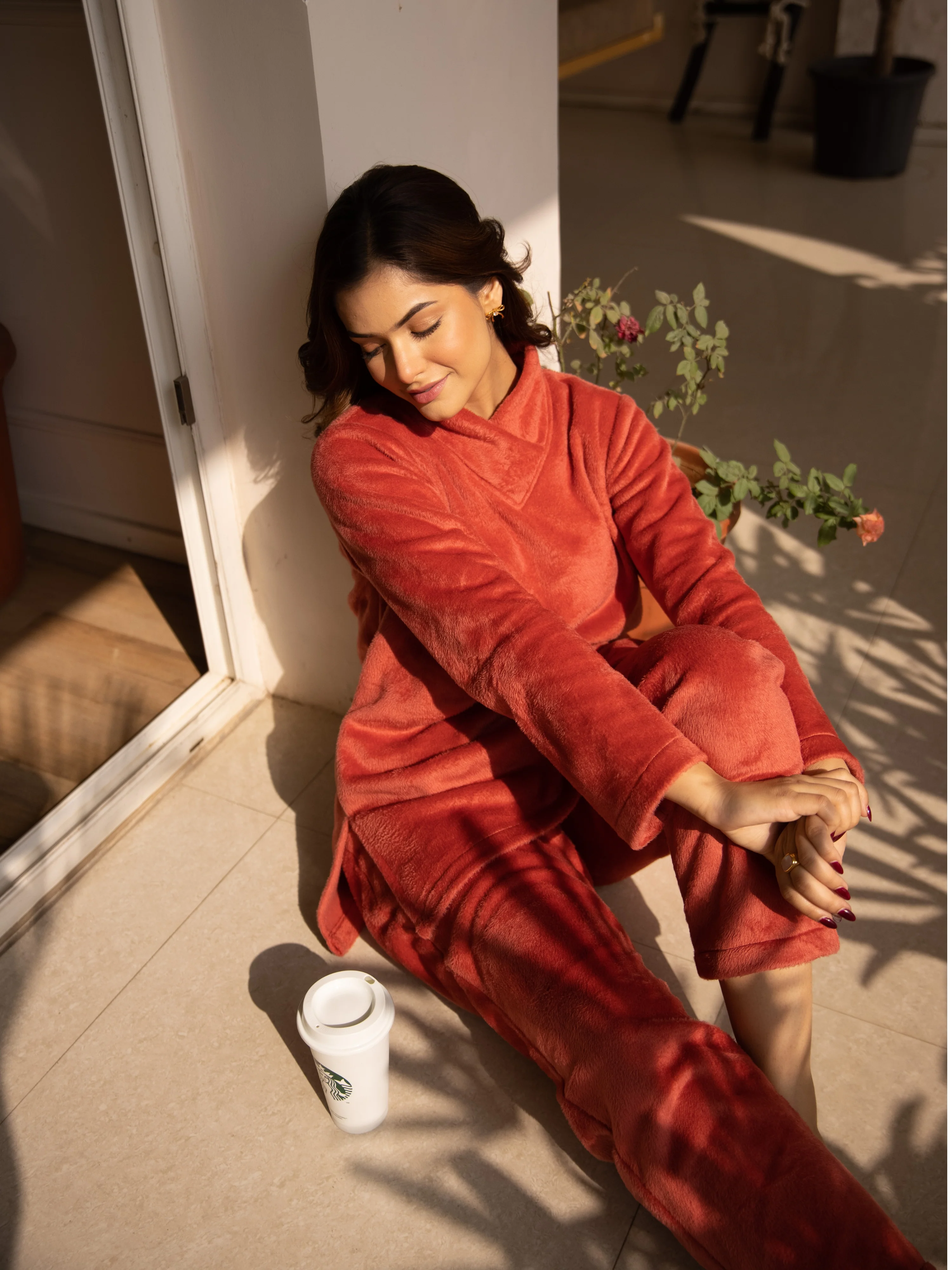 Cross Neck Super Soft Rust Woollen Set - Image 13