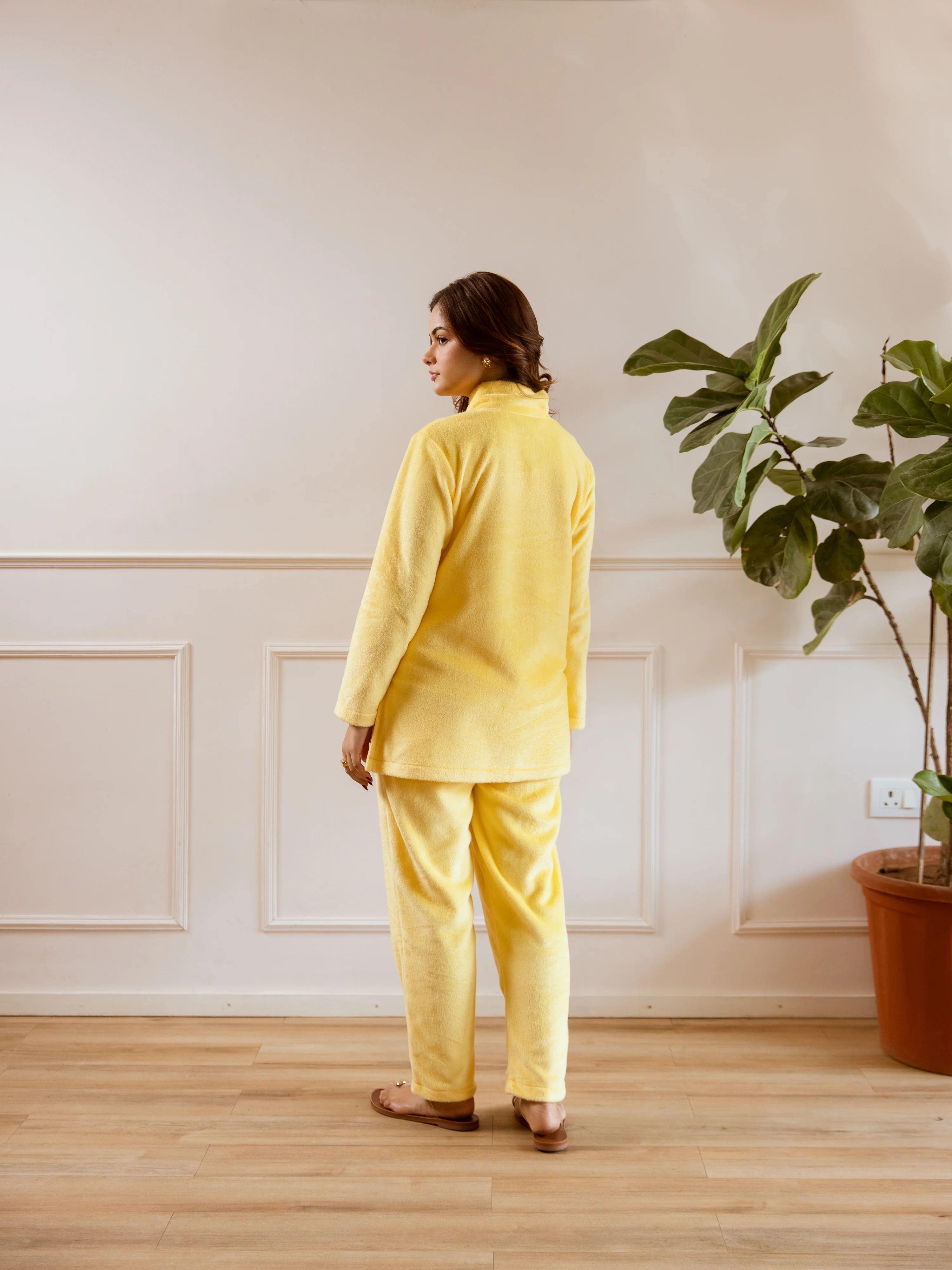 Cross Neck Super Soft Yellow Woollen Set - Image 4