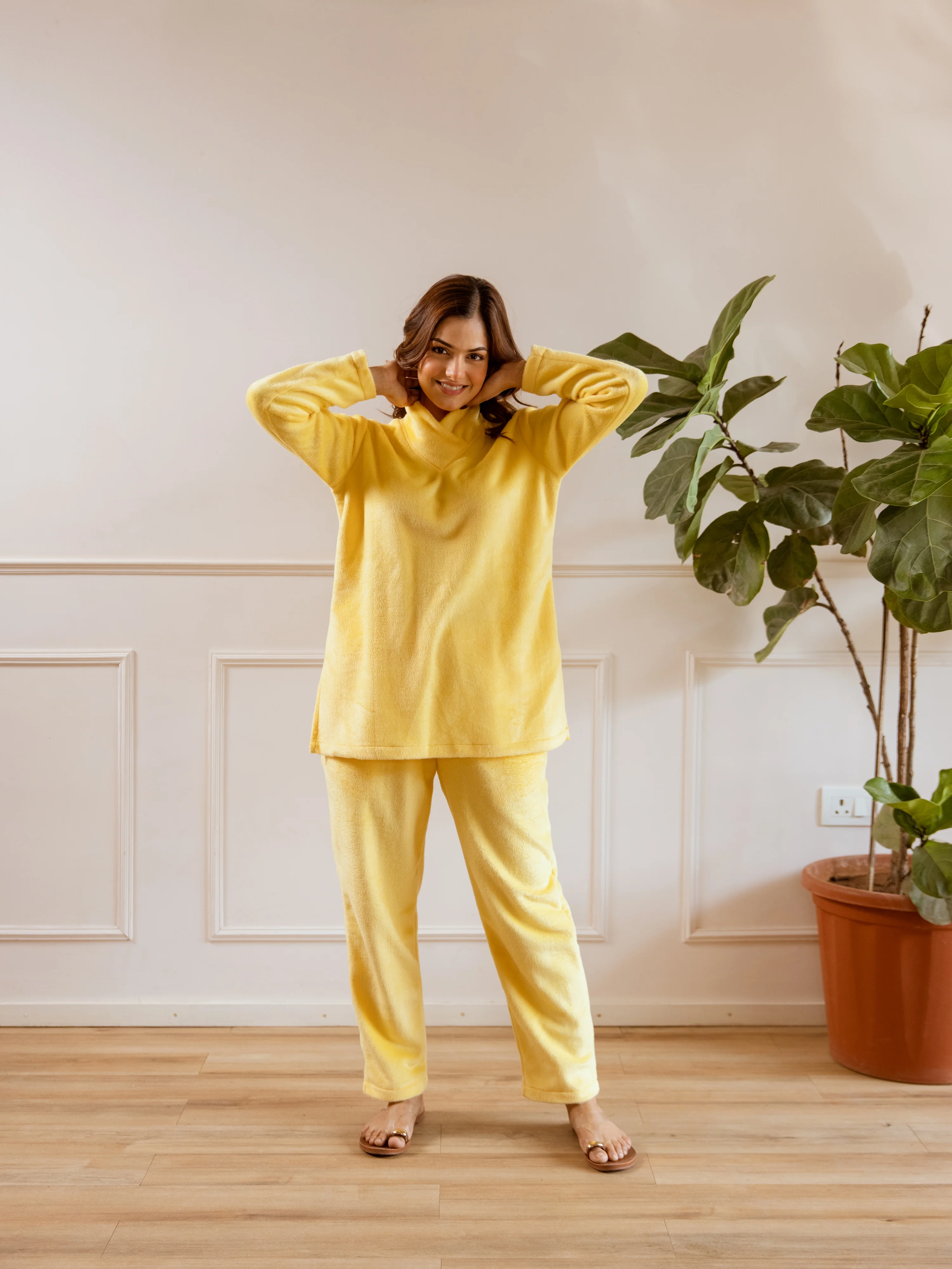 Cross Neck Super Soft Yellow Woollen Set - Image 6