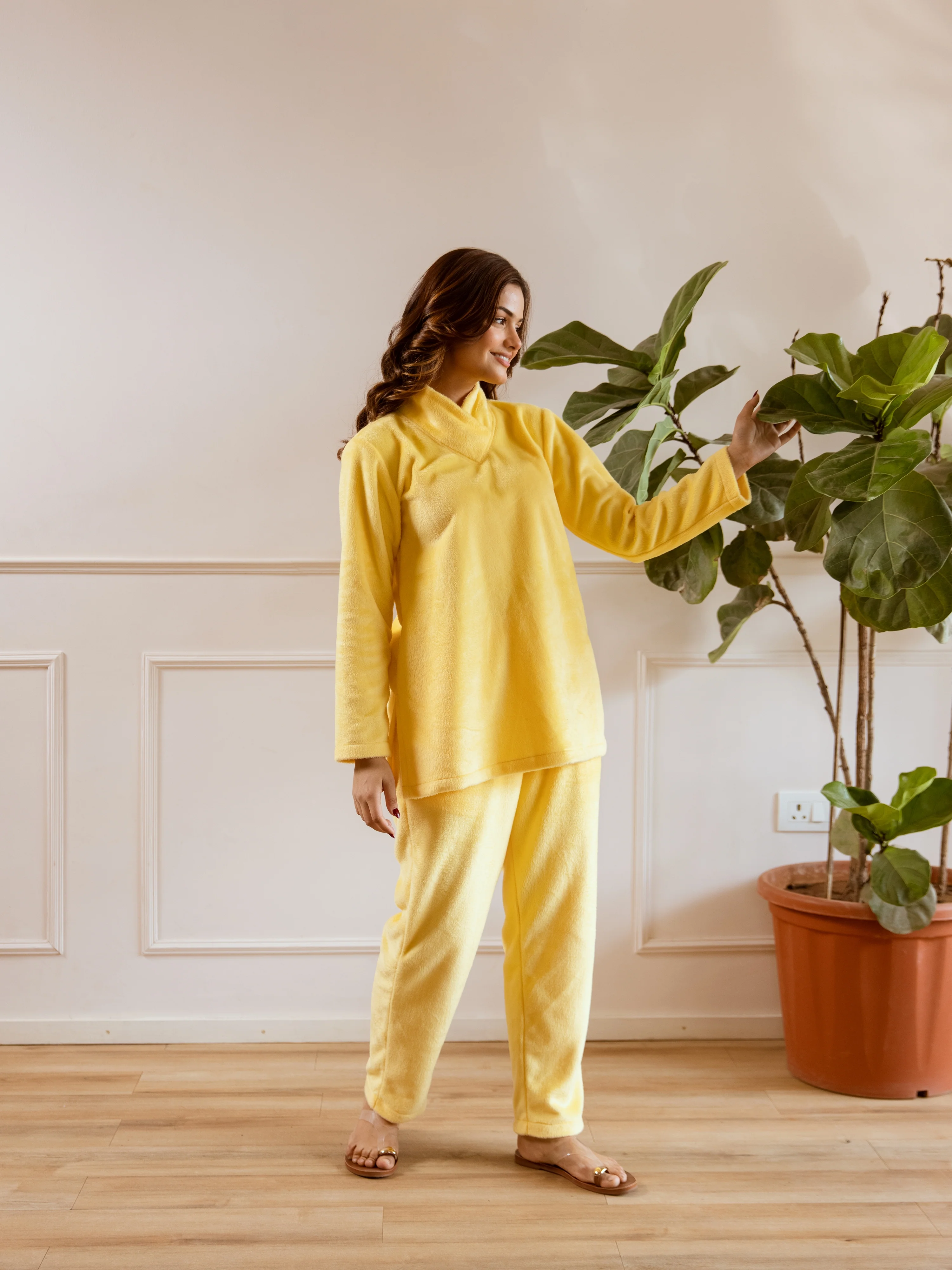 Cross Neck Super Soft Yellow Woollen Set - Image 7