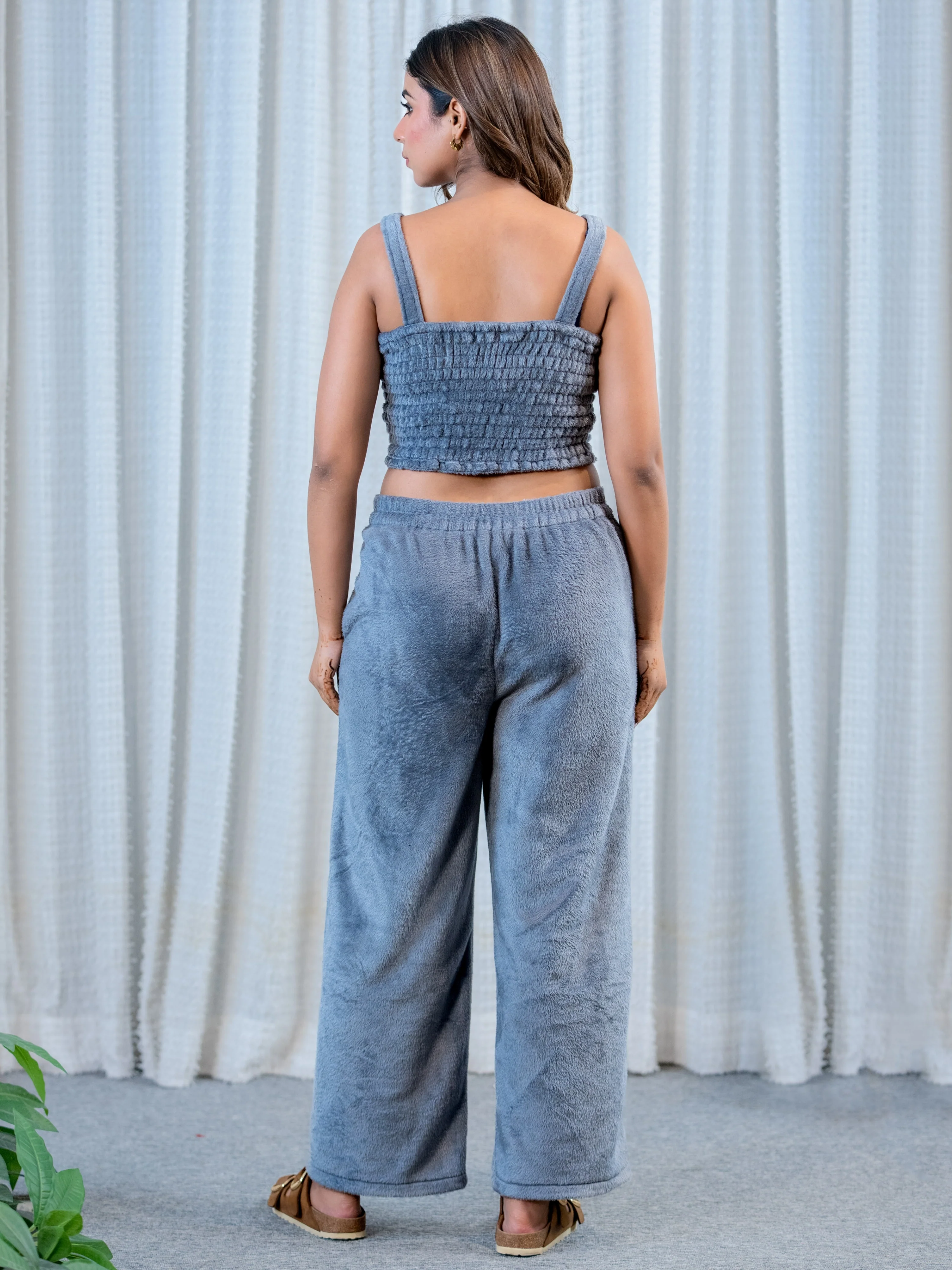 Dark Grey Super Soft Woollen 3 Piece Robe Set - Image 12