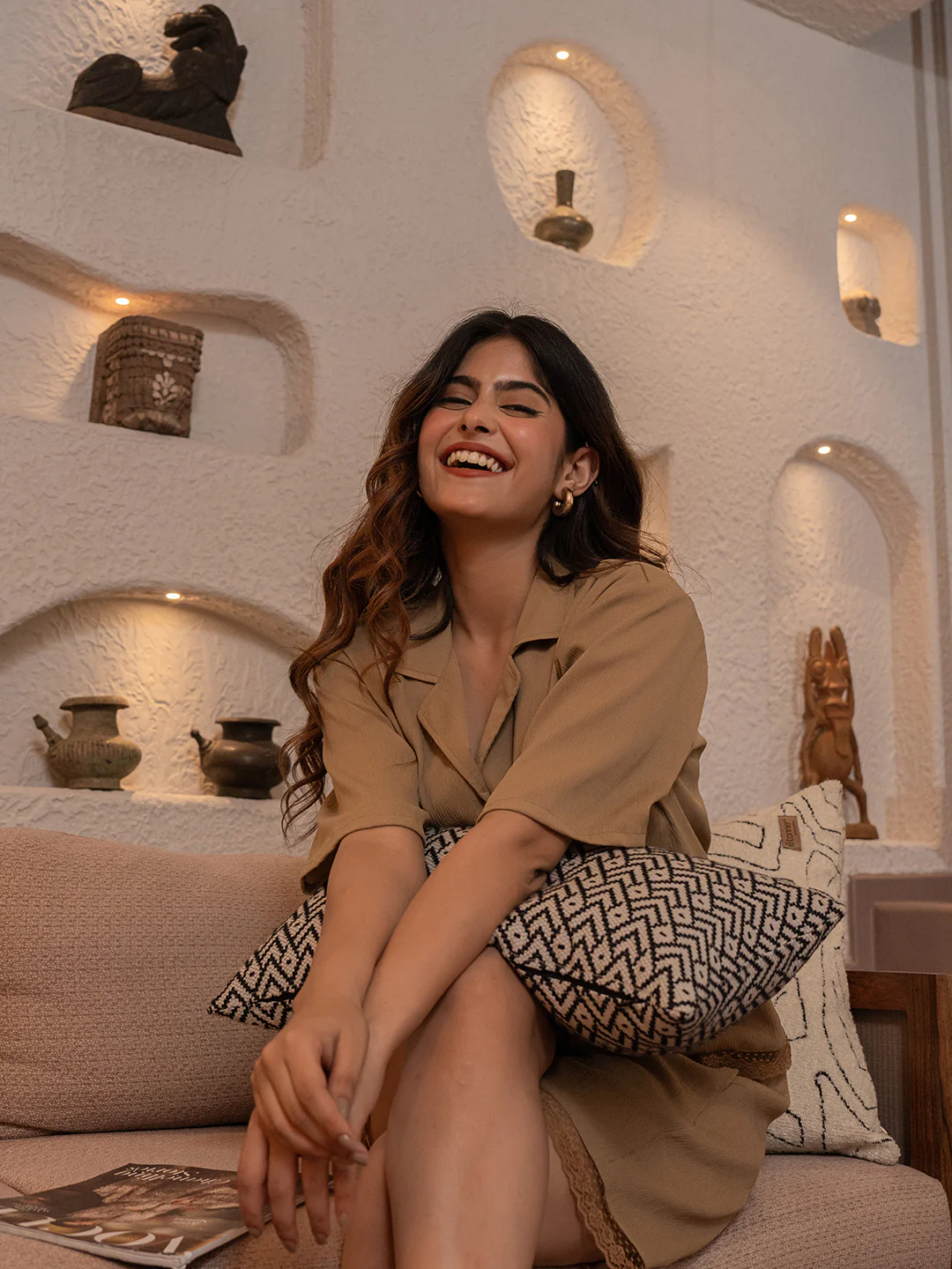Desert Brown Soft Crepe Shirt and Shorts Night Dress - Image 14