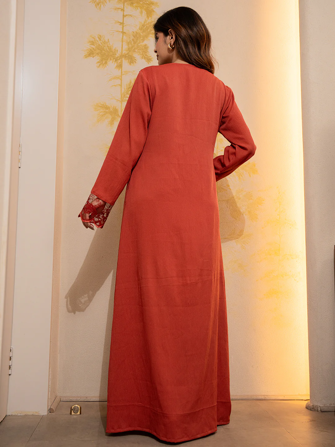 Desert Coral Soft Crepe V-Neck Maxi - Image 4