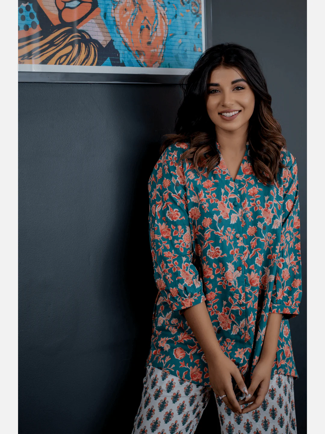 Emerald back pleated Cotton Loungewear - Image 11