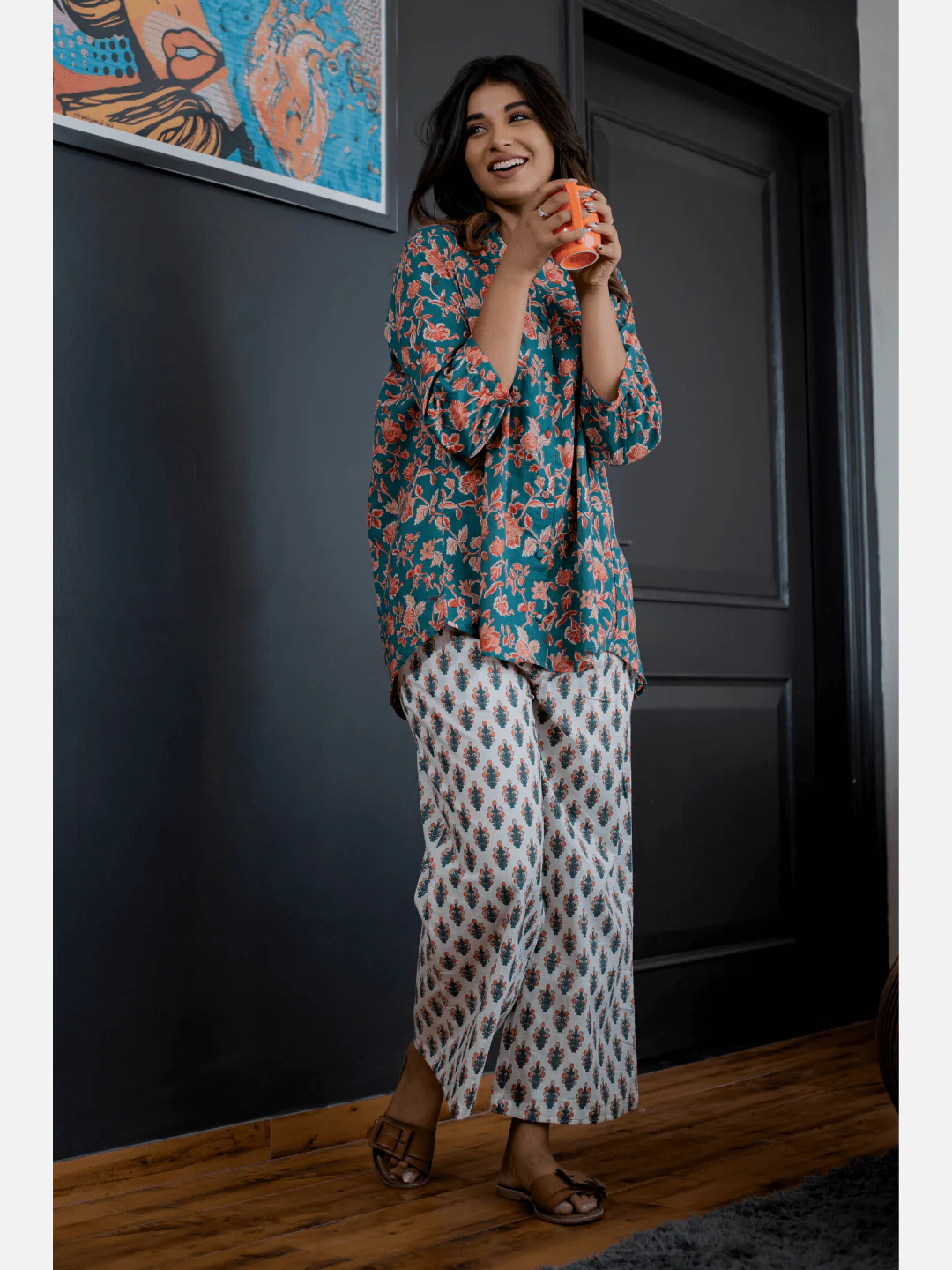 Emerald back pleated Cotton Loungewear - Image 14