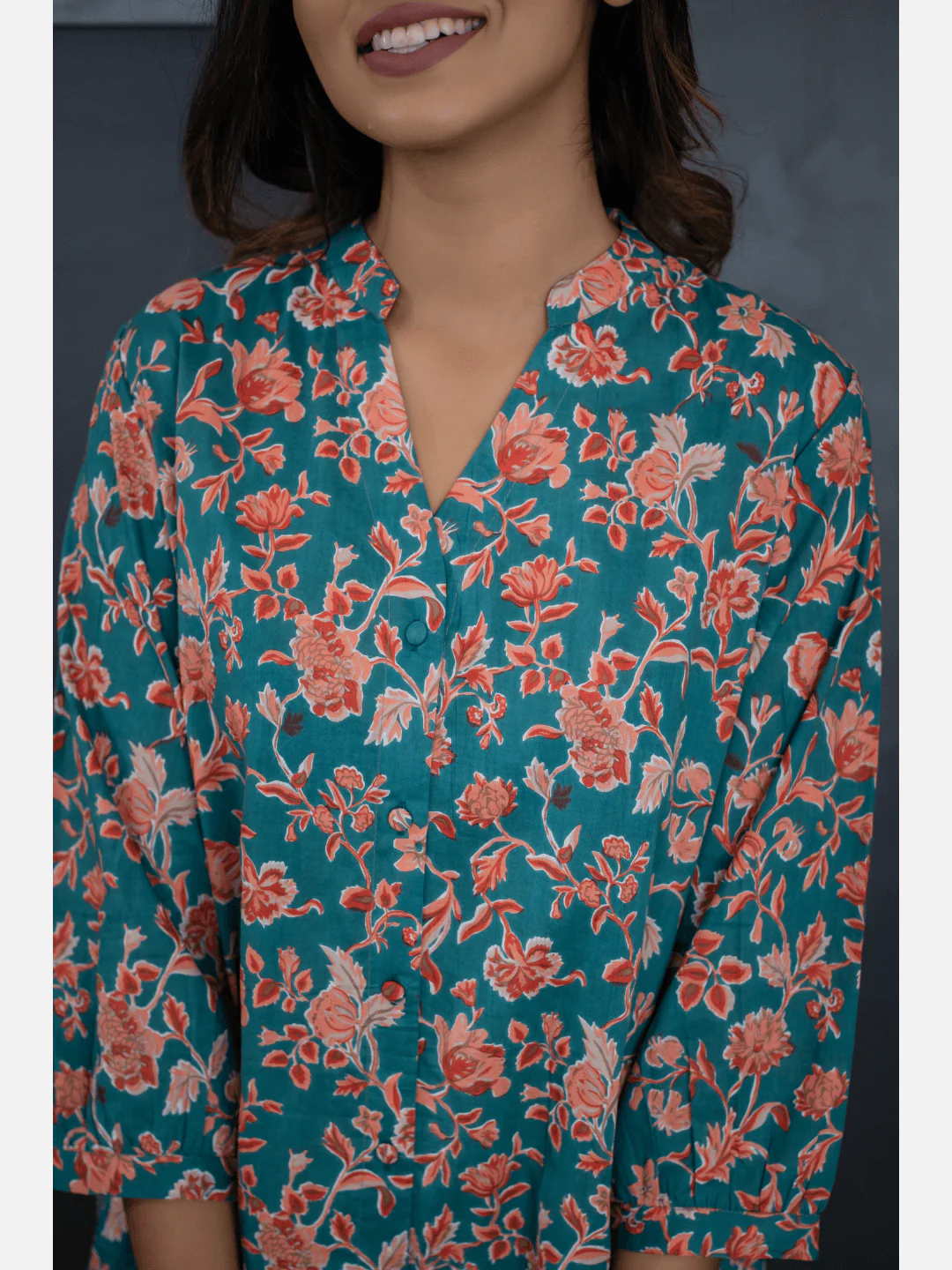 Emerald back pleated Cotton Loungewear - Image 3