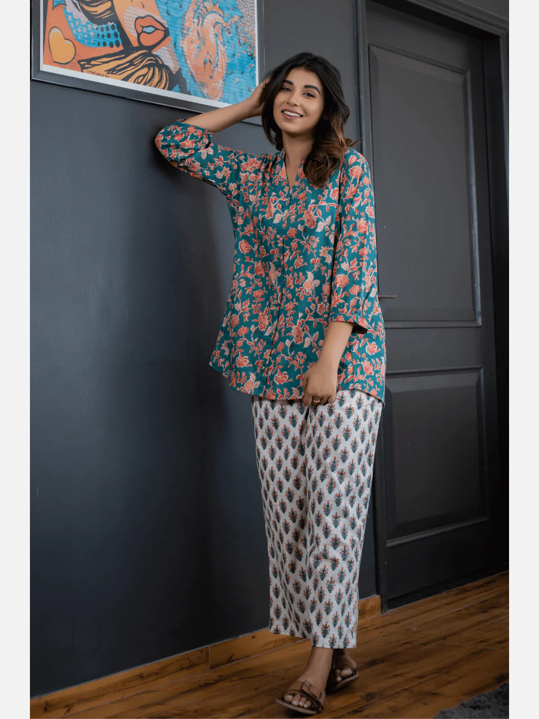 Emerald back pleated Cotton Loungewear - Image 6