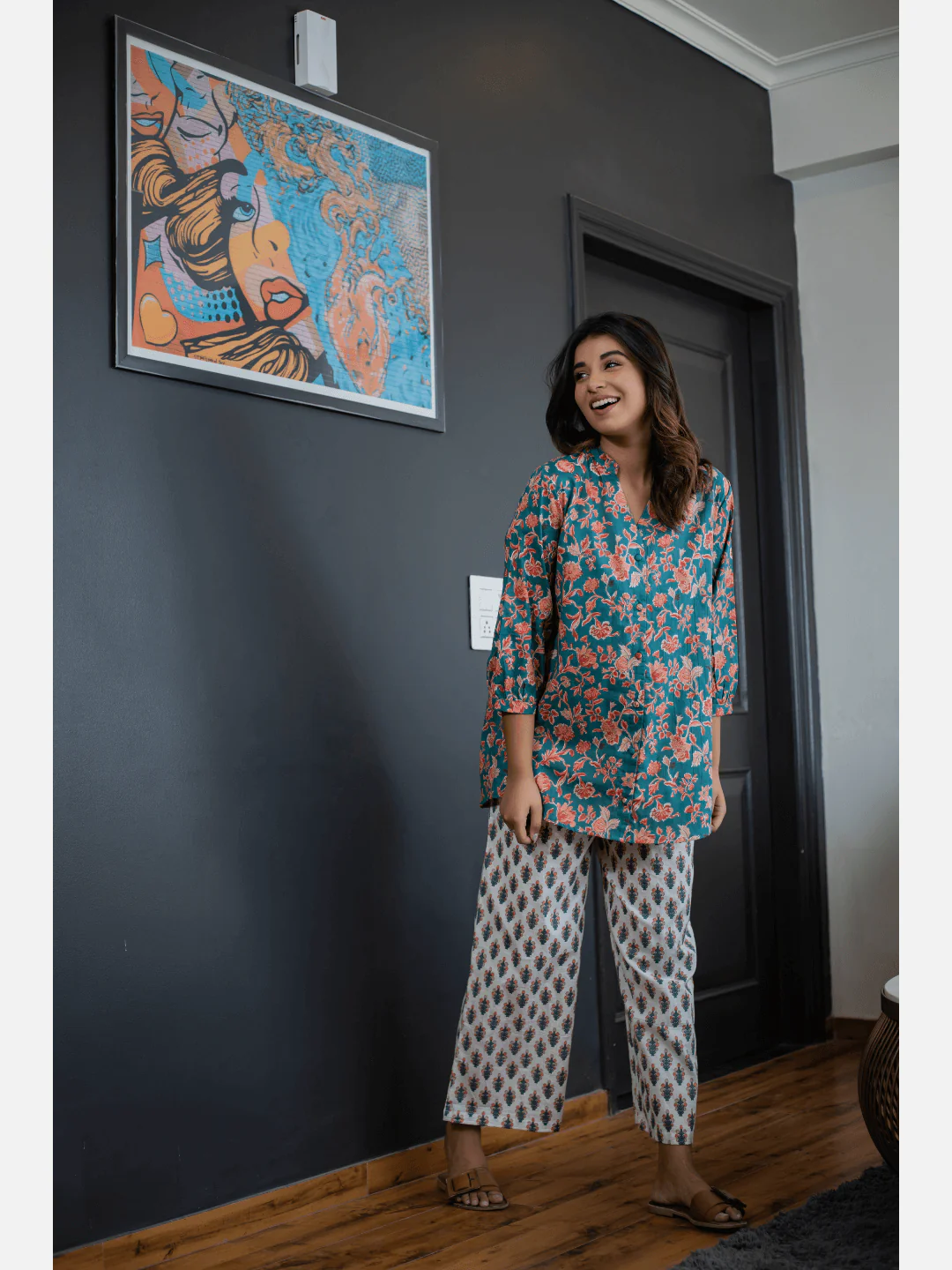 Emerald back pleated Cotton Loungewear - Image 7