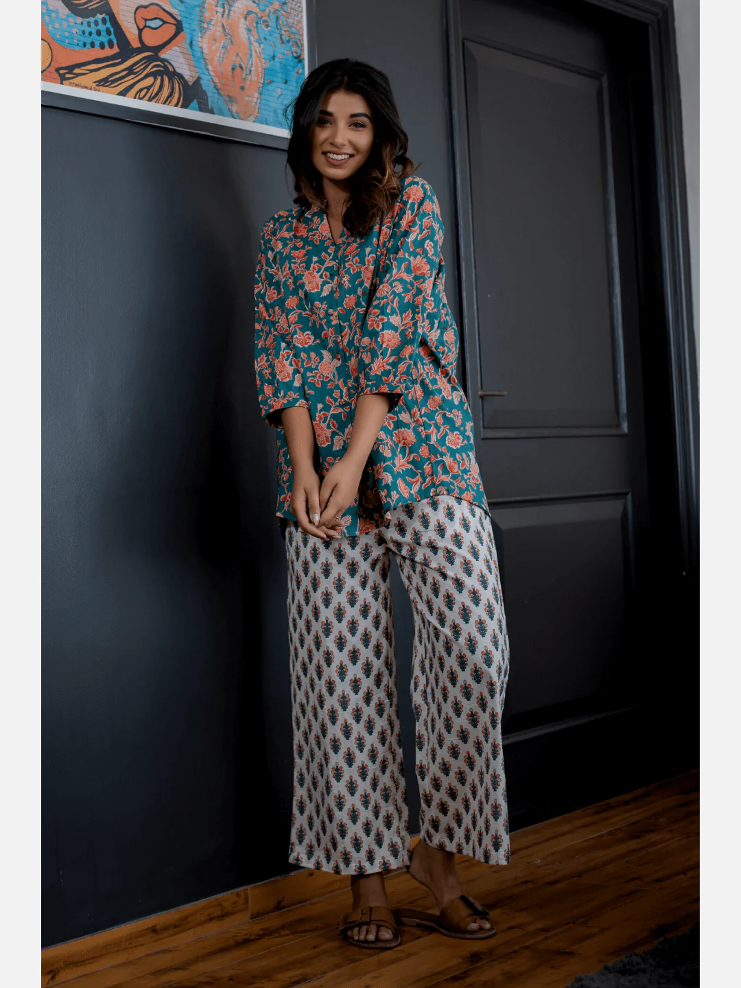 Emerald back pleated Cotton Loungewear - Image 9