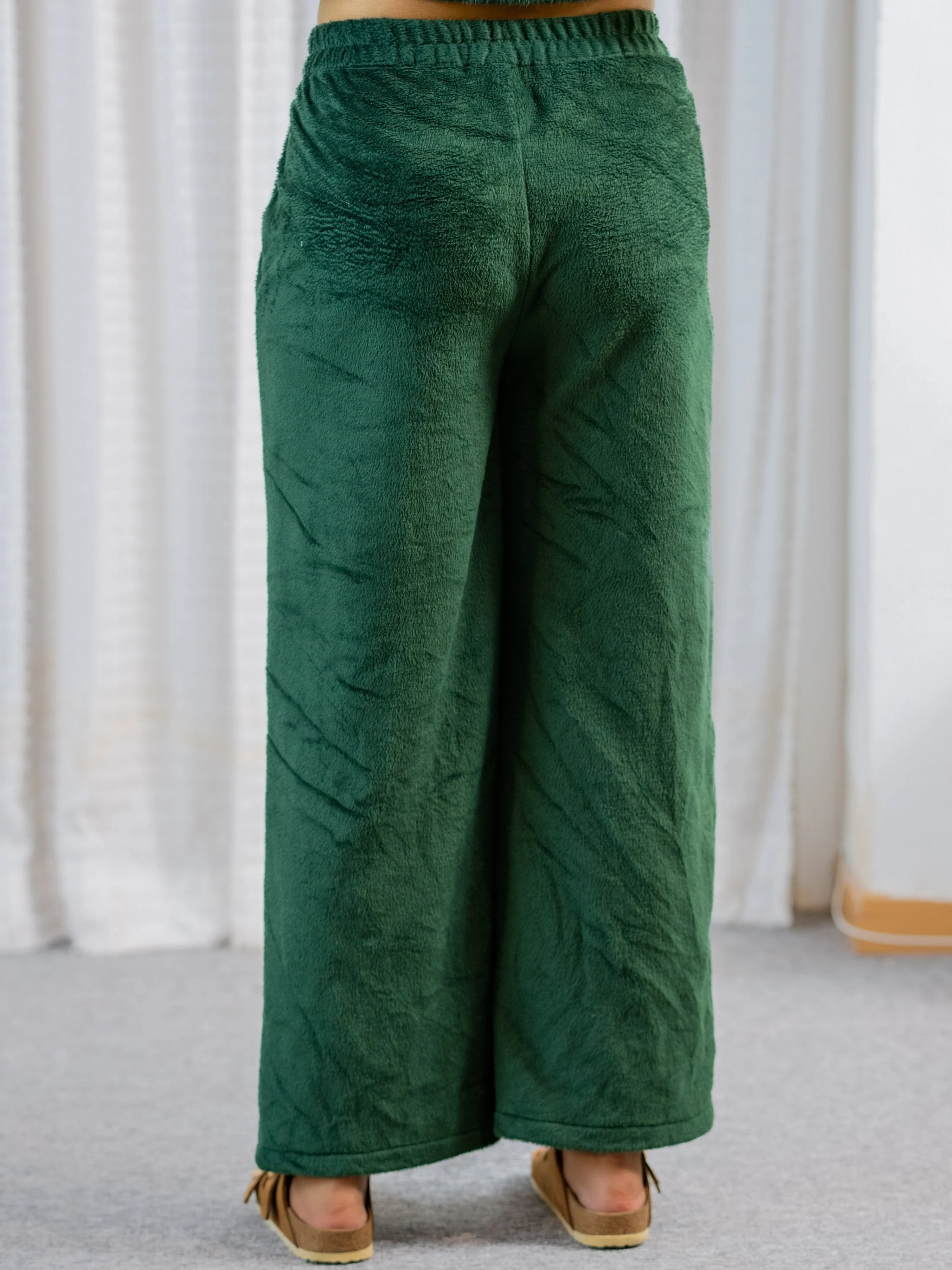Emerald Green Super Soft Woollen Zip-Up Hoodie Sweatshirt Set - Image 13