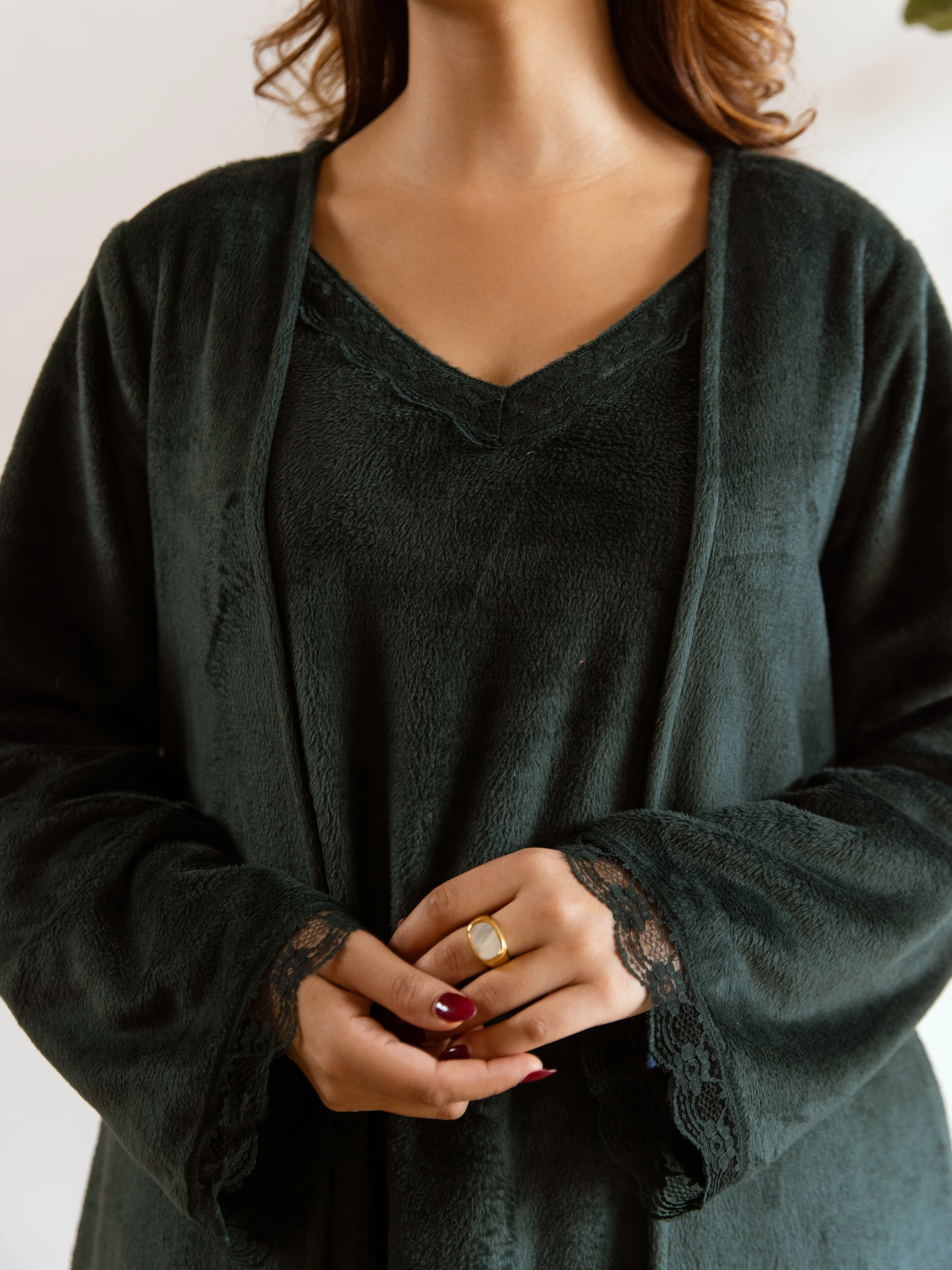 Emerald Super Soft Woollen Maxi & Shrug Set - Image 14