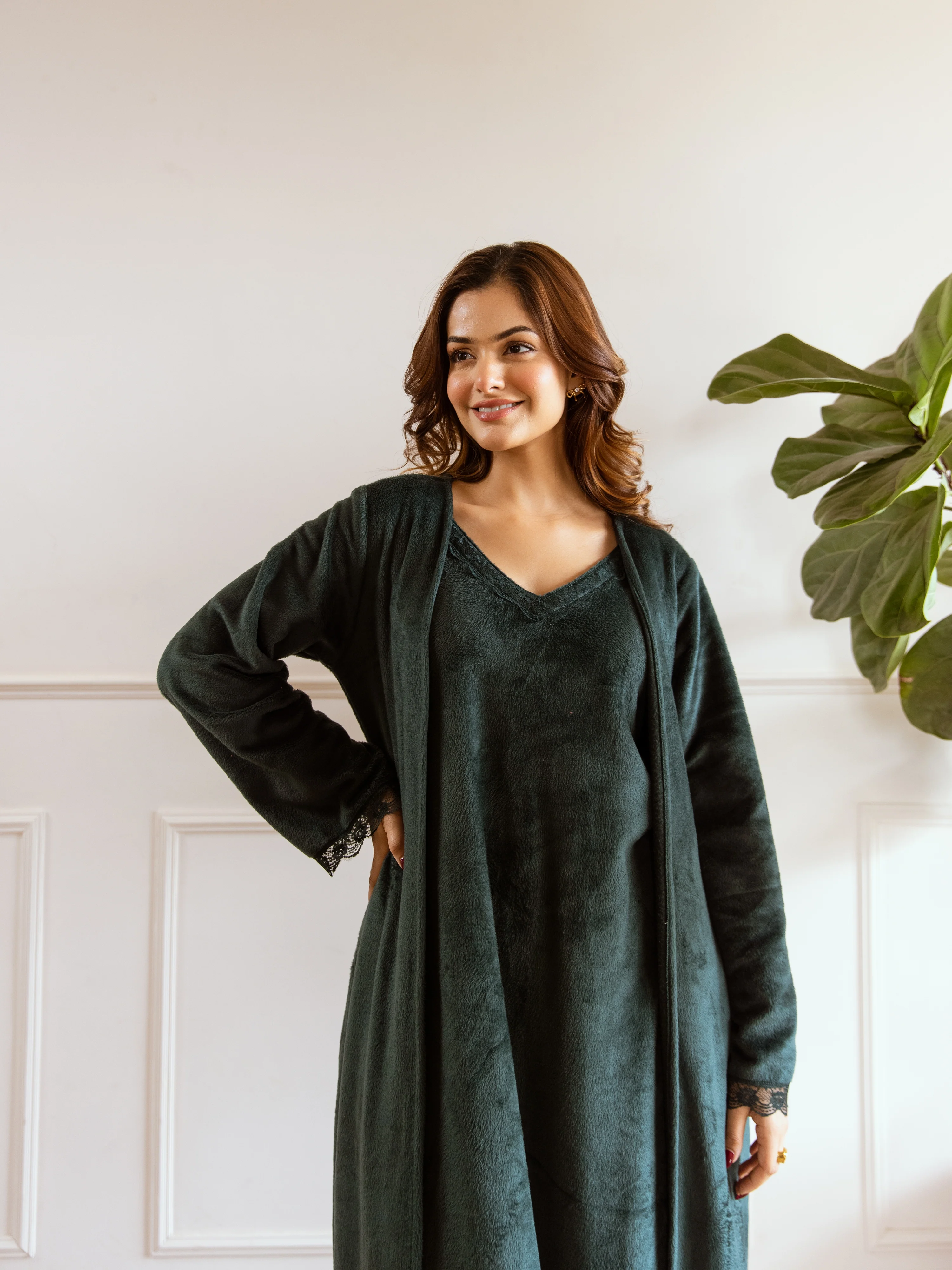 Emerald Super Soft Woollen Maxi & Shrug Set - Image 3