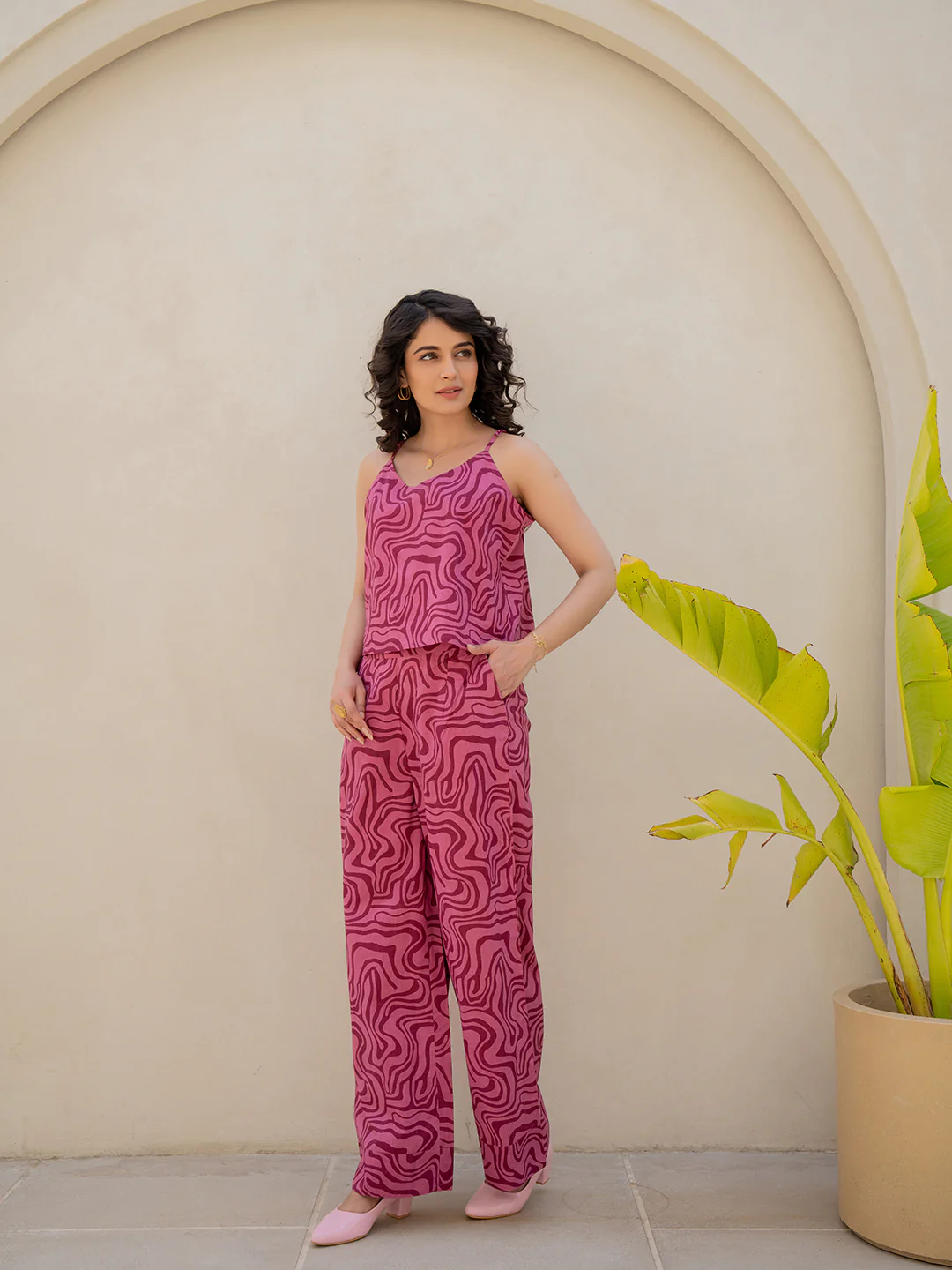 Fluid Wave Mulberry Haze Magenta Co-Ord Set - Image 11
