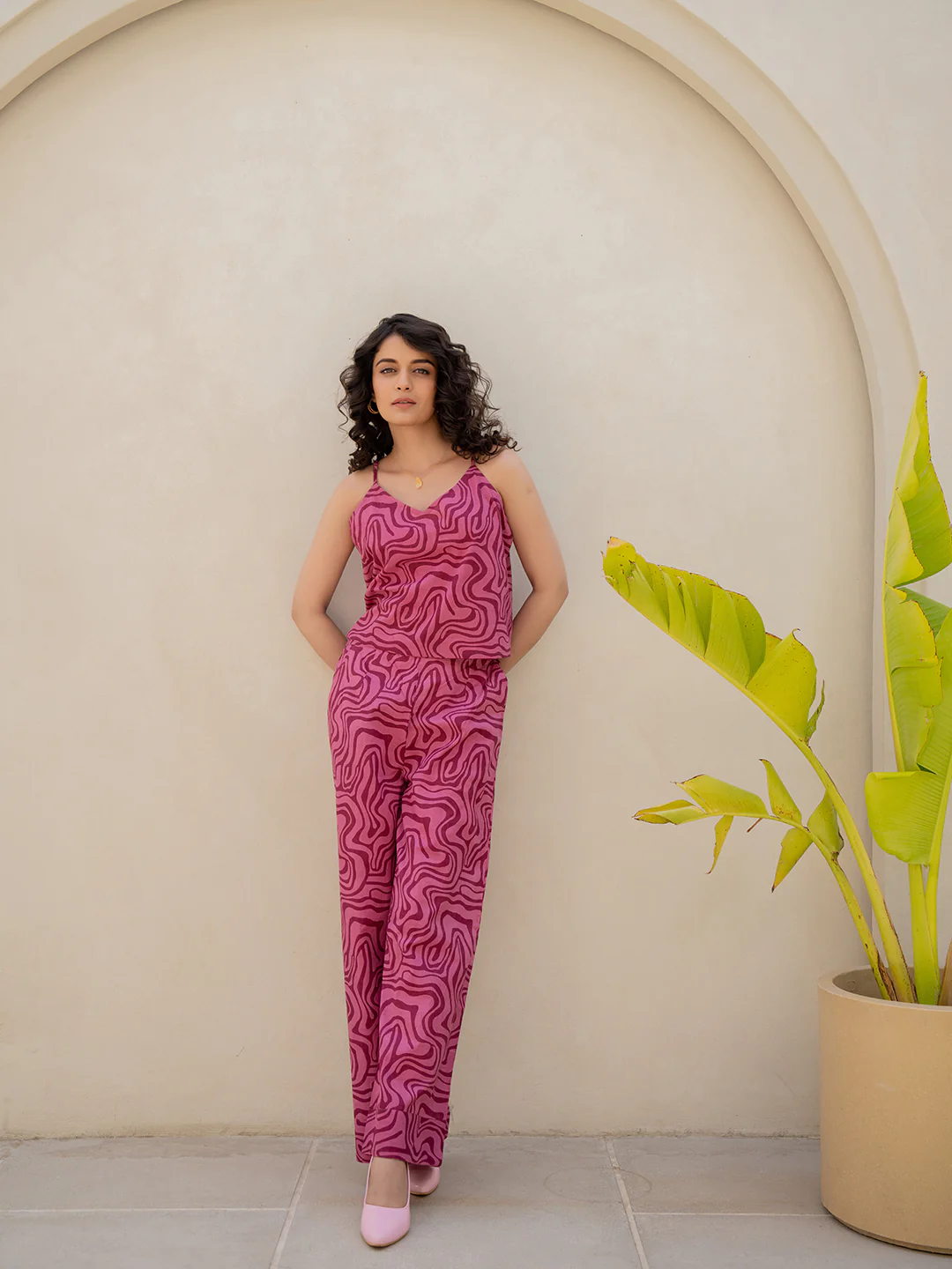 Fluid Wave Mulberry Haze Magenta Co-Ord Set - Image 12