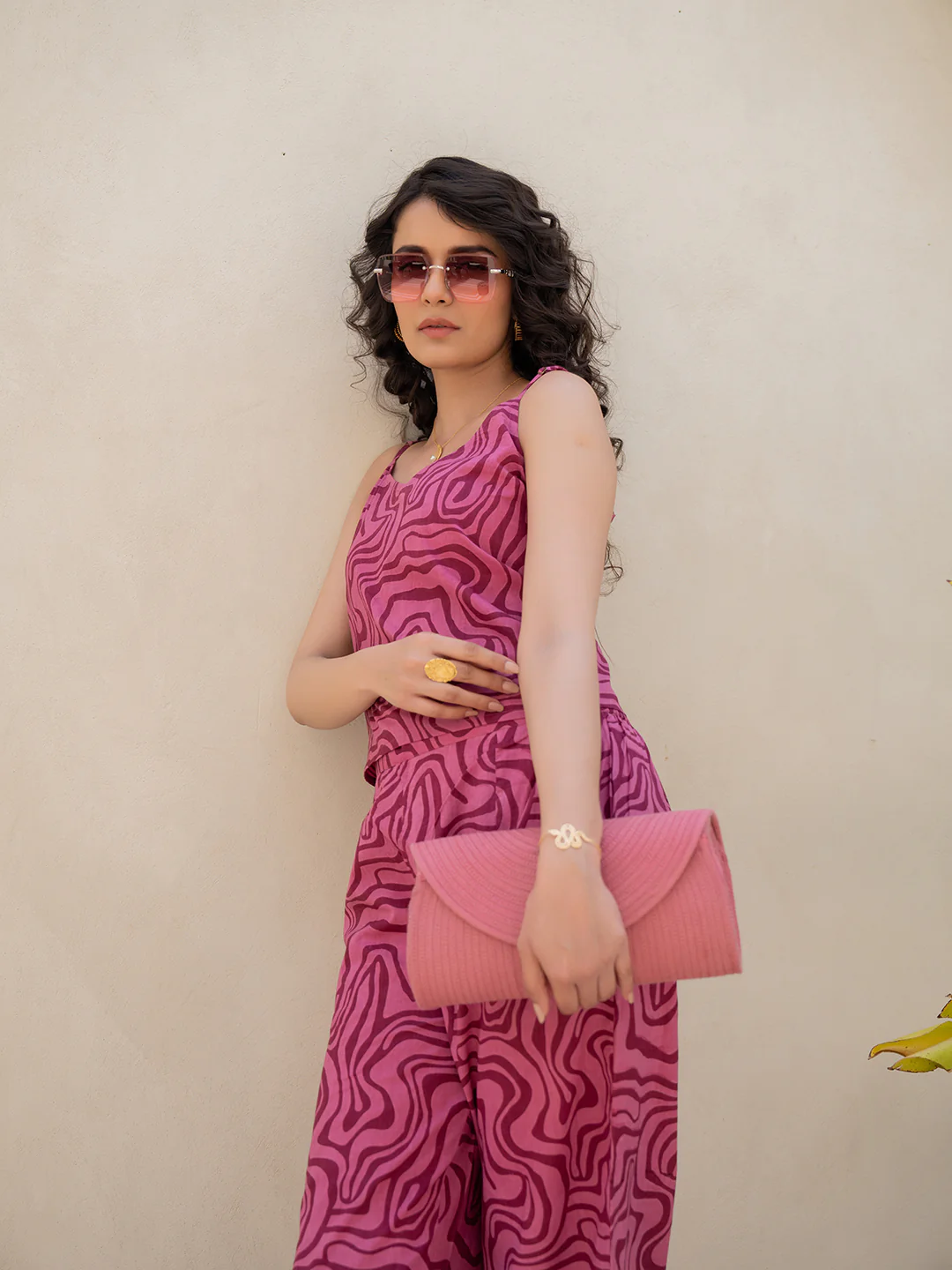 Fluid Wave Mulberry Haze Magenta Co-Ord Set - Image 16