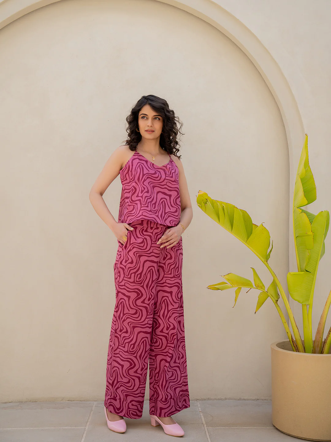 Fluid Wave Mulberry Haze Magenta Co-Ord Set - Image 3