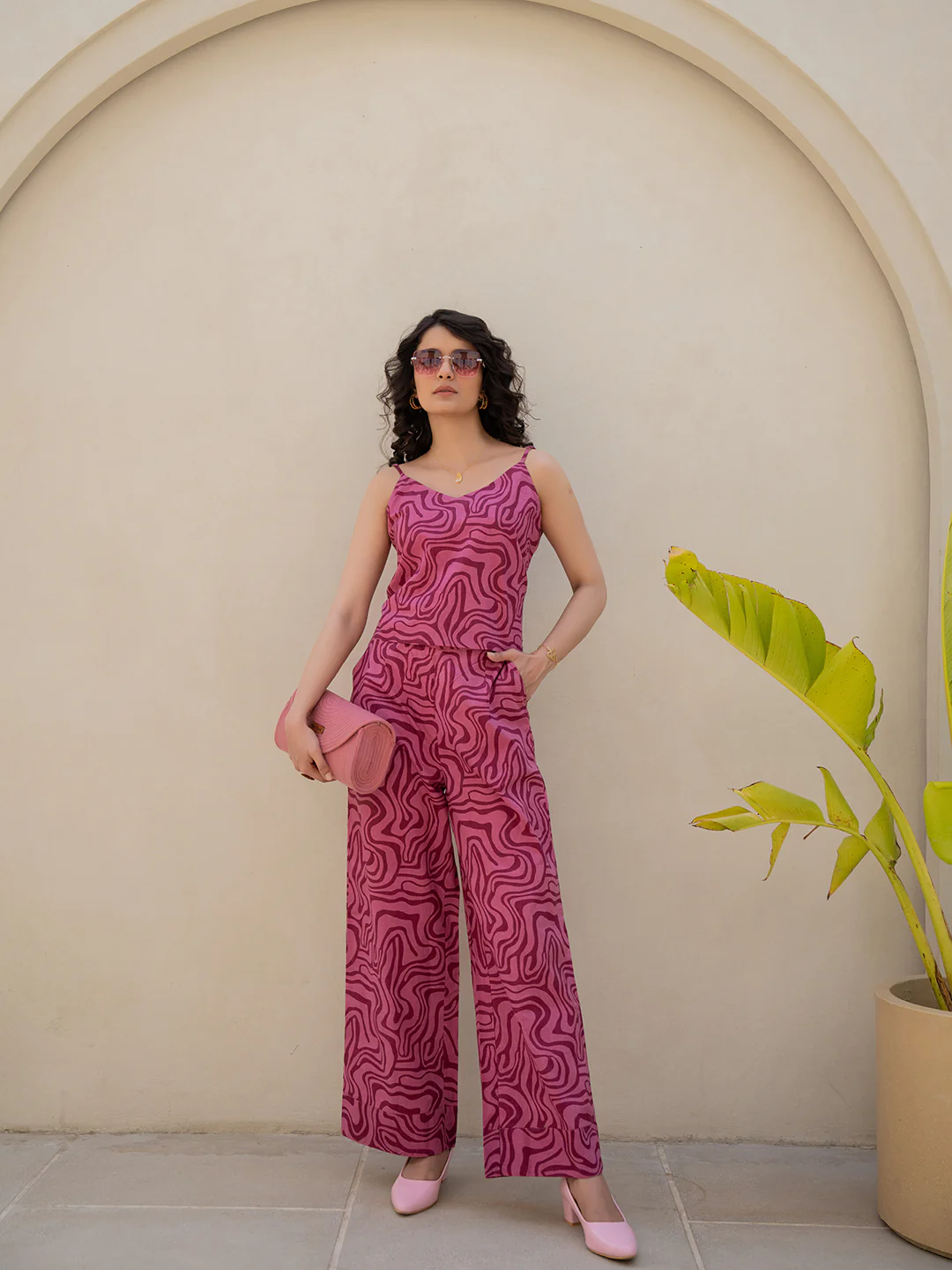 Fluid Wave Mulberry Haze Magenta Co-Ord Set - Image 6