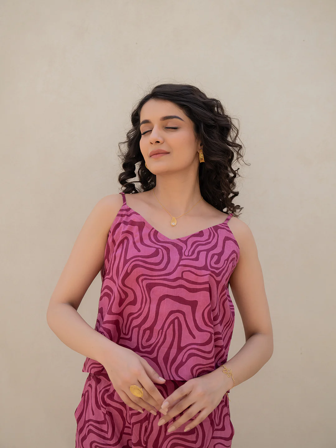 Fluid Wave Mulberry Haze Magenta Co-Ord Set - Image 7