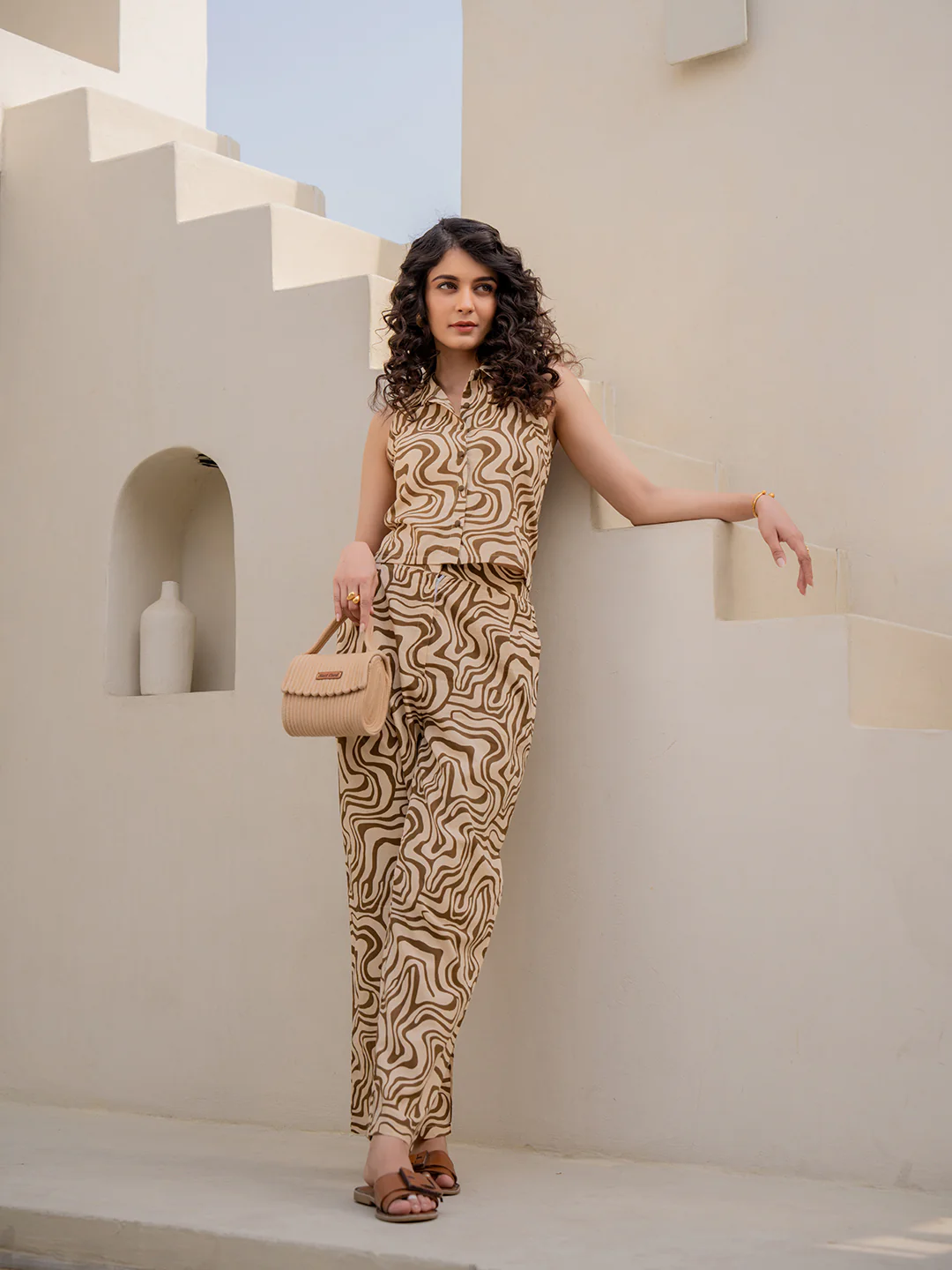 Fluid Wave Sweet Coca Brown Co-Ord Set - Image 15
