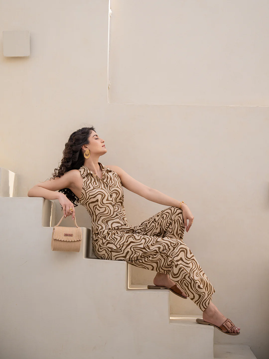 Fluid Wave Sweet Coca Brown Co-Ord Set - Image 4