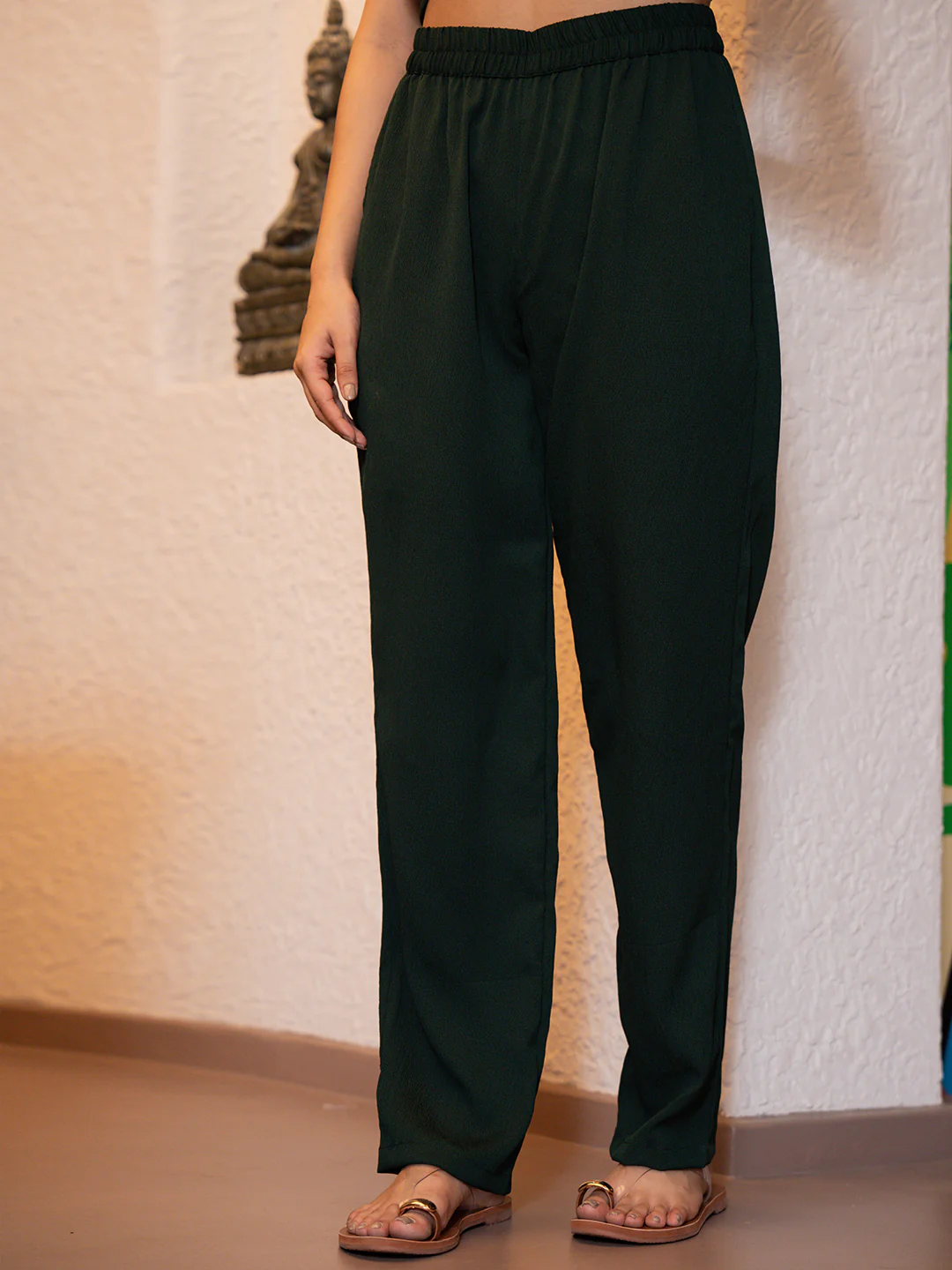 Forest Green Soft Crepe Sleeveless Co-Ord Set - Image 12