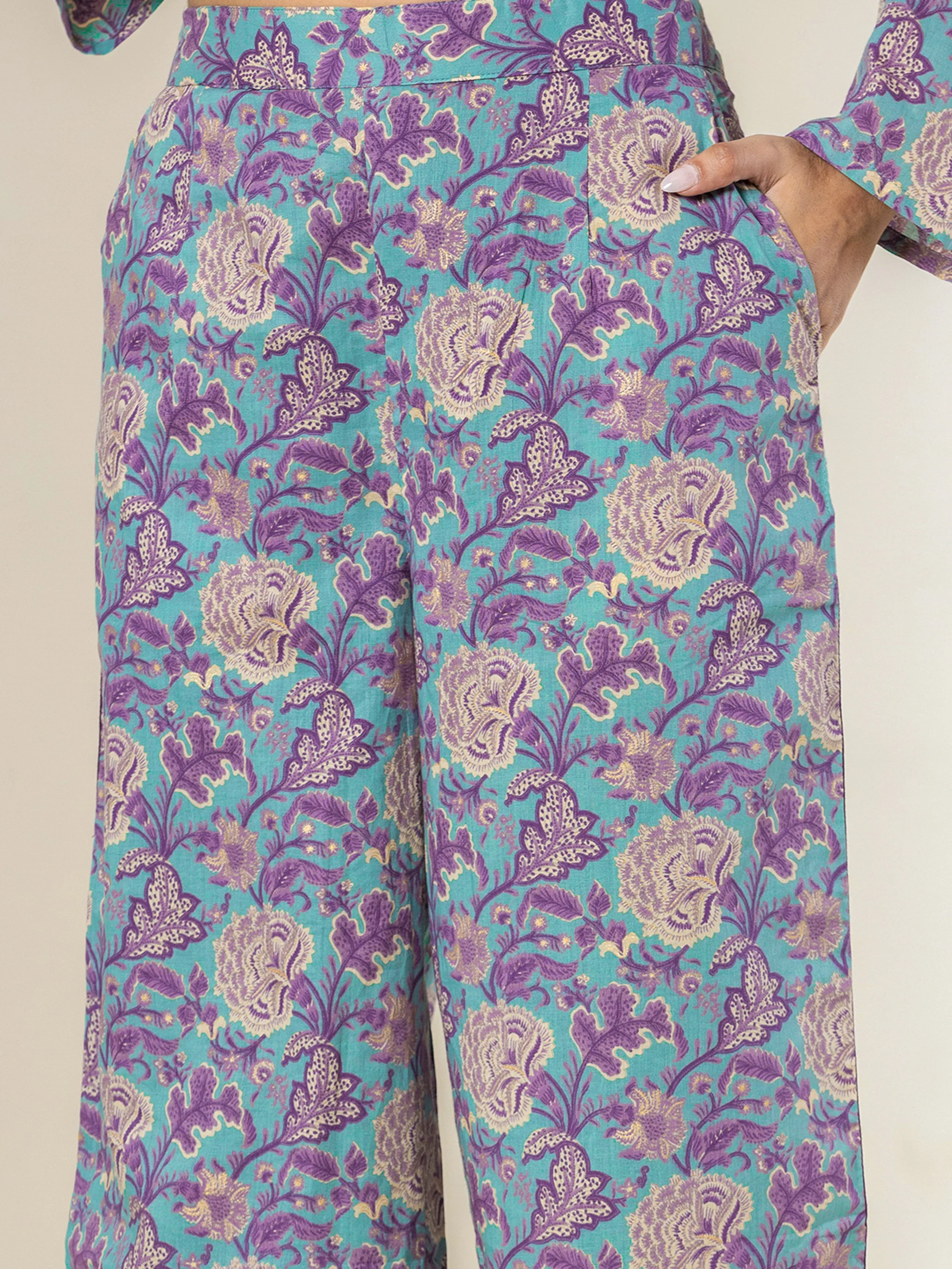 Front belt Cyan Purple Pure Cotton Jacket set of 3 - Image 11