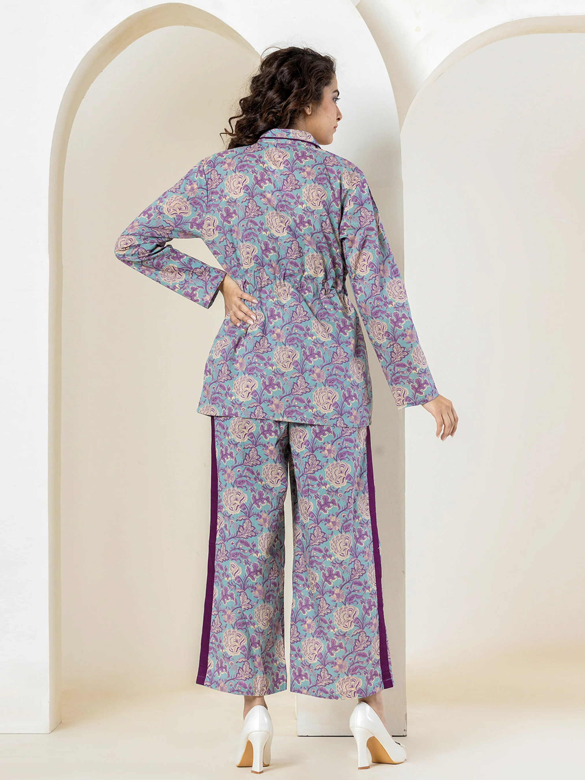 Front belt Cyan Purple Pure Cotton Jacket set of 3 - Image 3