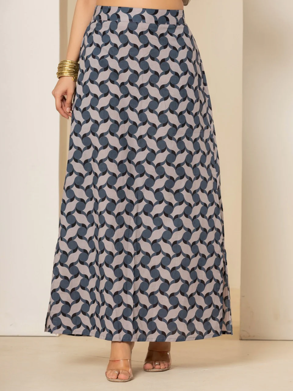 Geometrical Grey Long Skirt Set - Image 12