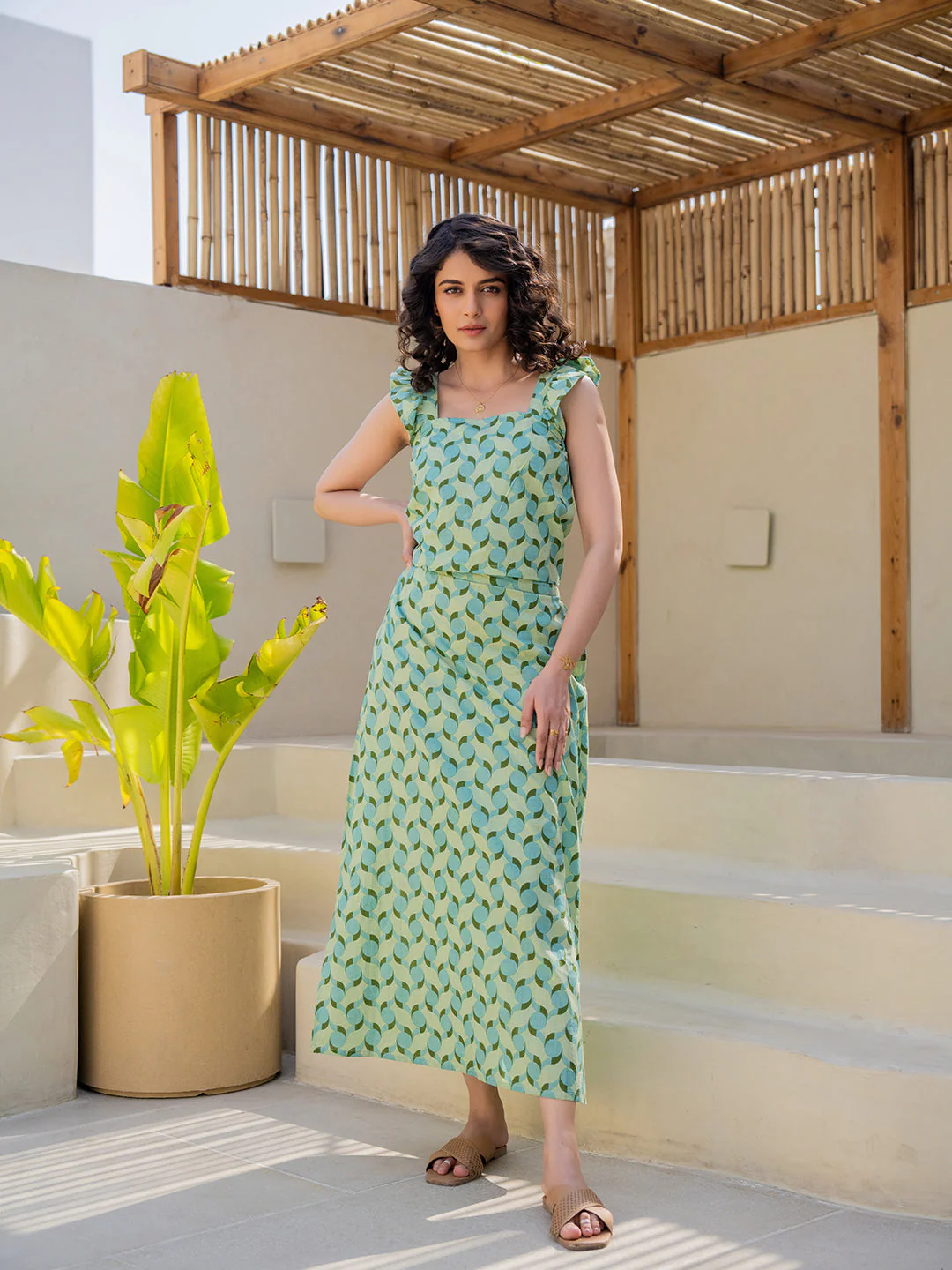 Geometrical Mint Mist Green Frill Top - Image 10