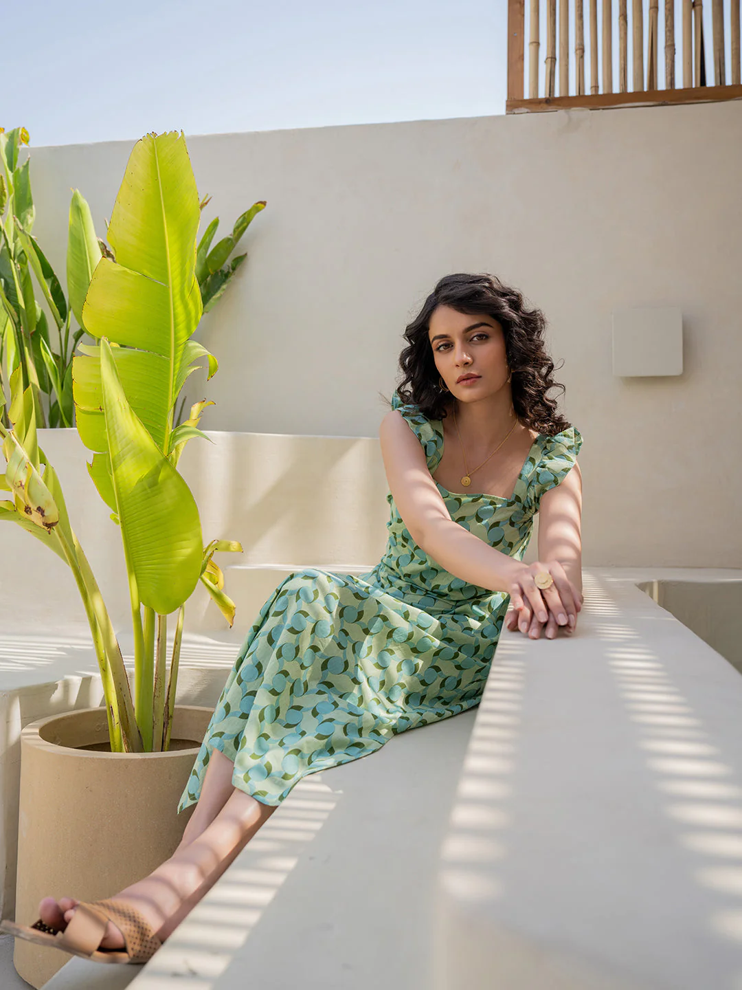 Geometrical Mint Mist Green Frill Top - Image 11