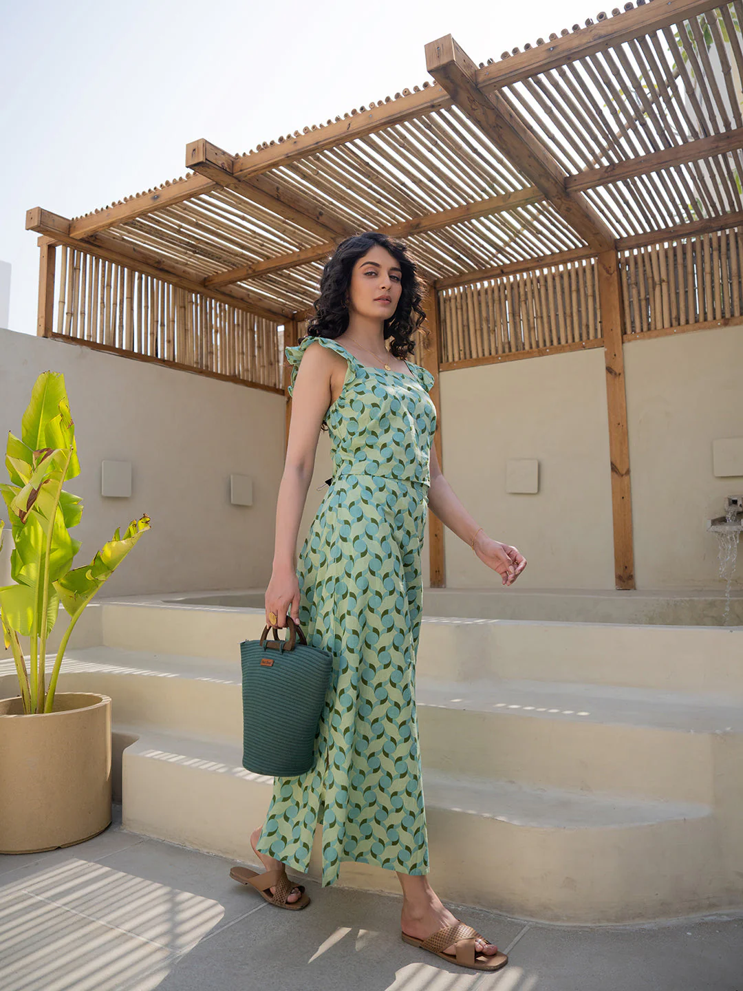 Geometrical Mint Mist Green Frill Top - Image 14
